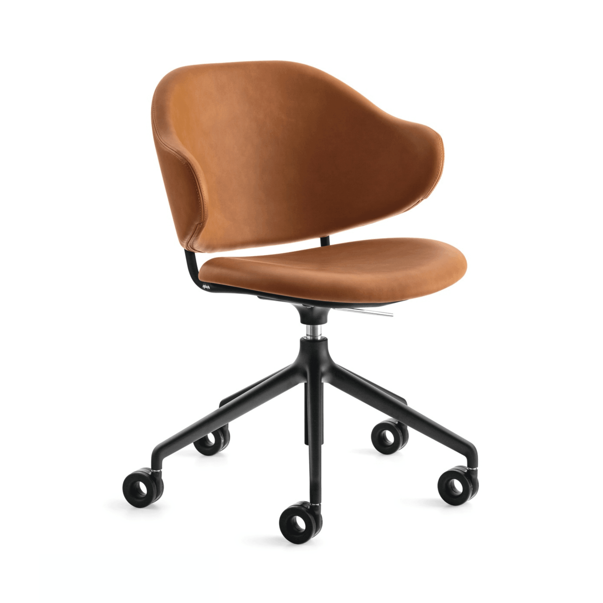 Krzesło biurowe HOLLY koniakowa ekoskóra Calligaris matowa czerń   Eye on Design