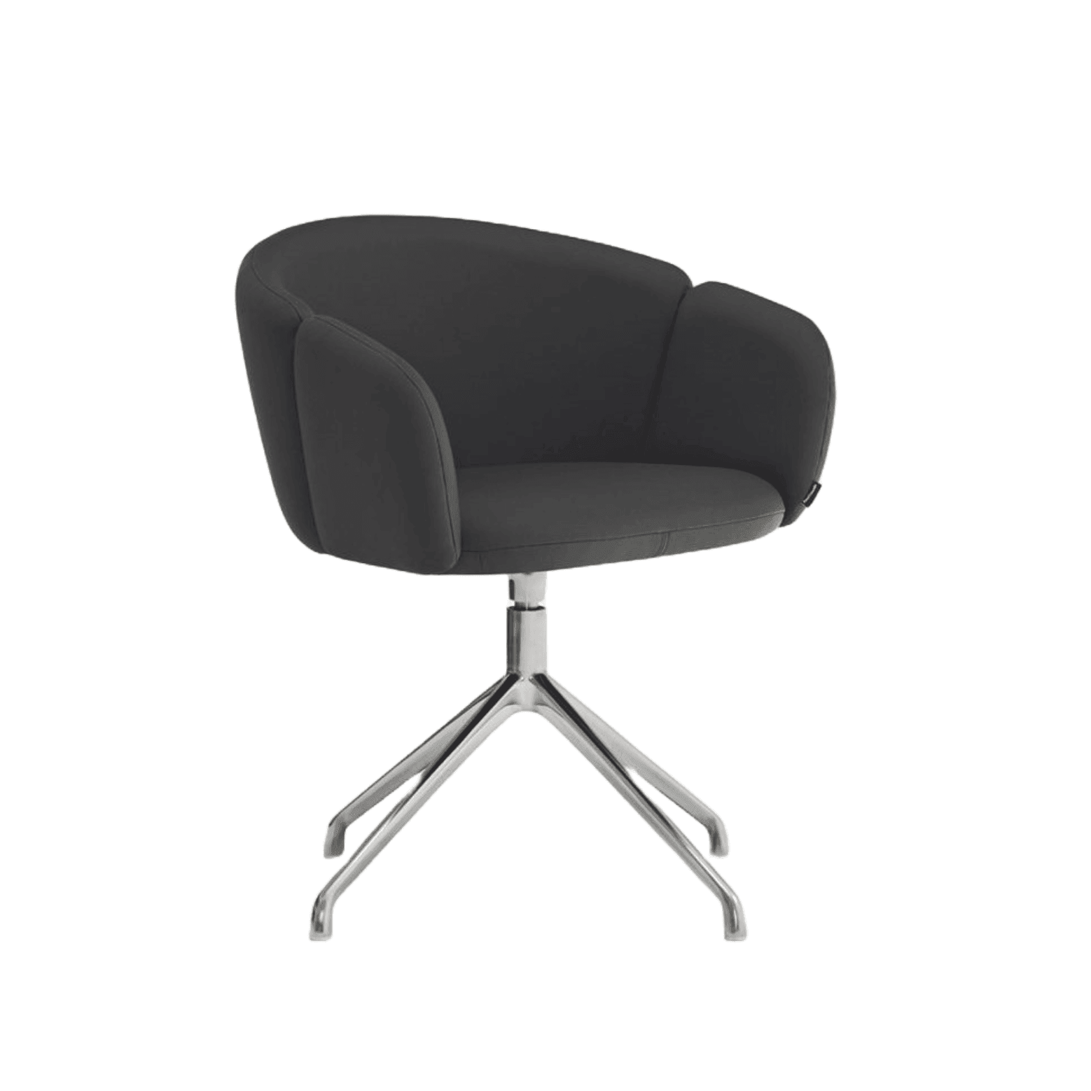 Krzesło obrotowe z podłokietnikami ADD ekoskóra czarna z chromowaną podstawą Teulat    Eye on Design