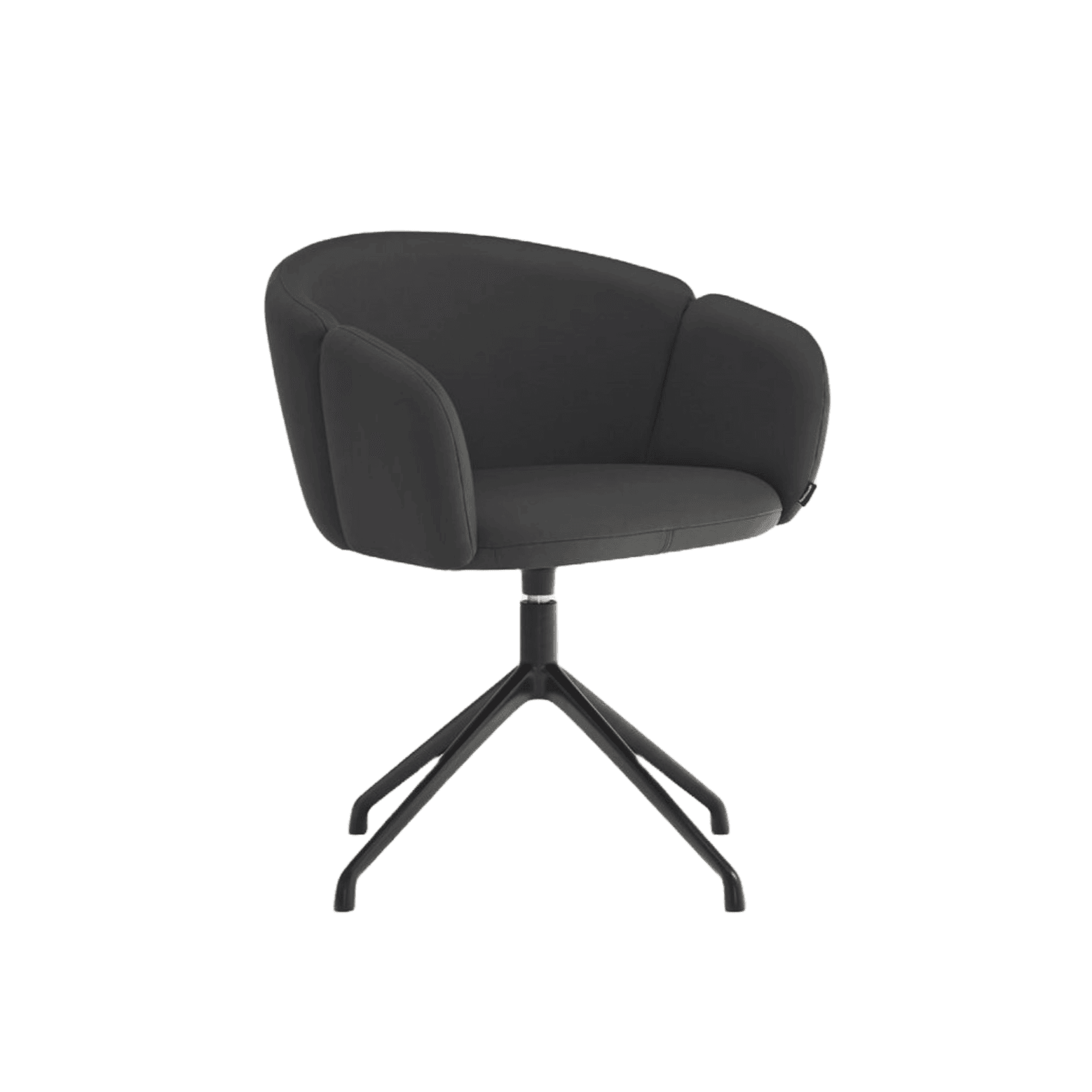 Krzesło obrotowe z podłokietnikami ADD ekoskóra czarna z czarną podstawą Teulat    Eye on Design
