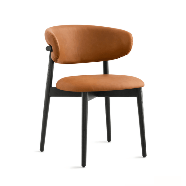 Krzesło OLEANDRO koniakowa ekoskóra z drewnianą podstawą Calligaris drewniana matowa czerń   Eye on Design