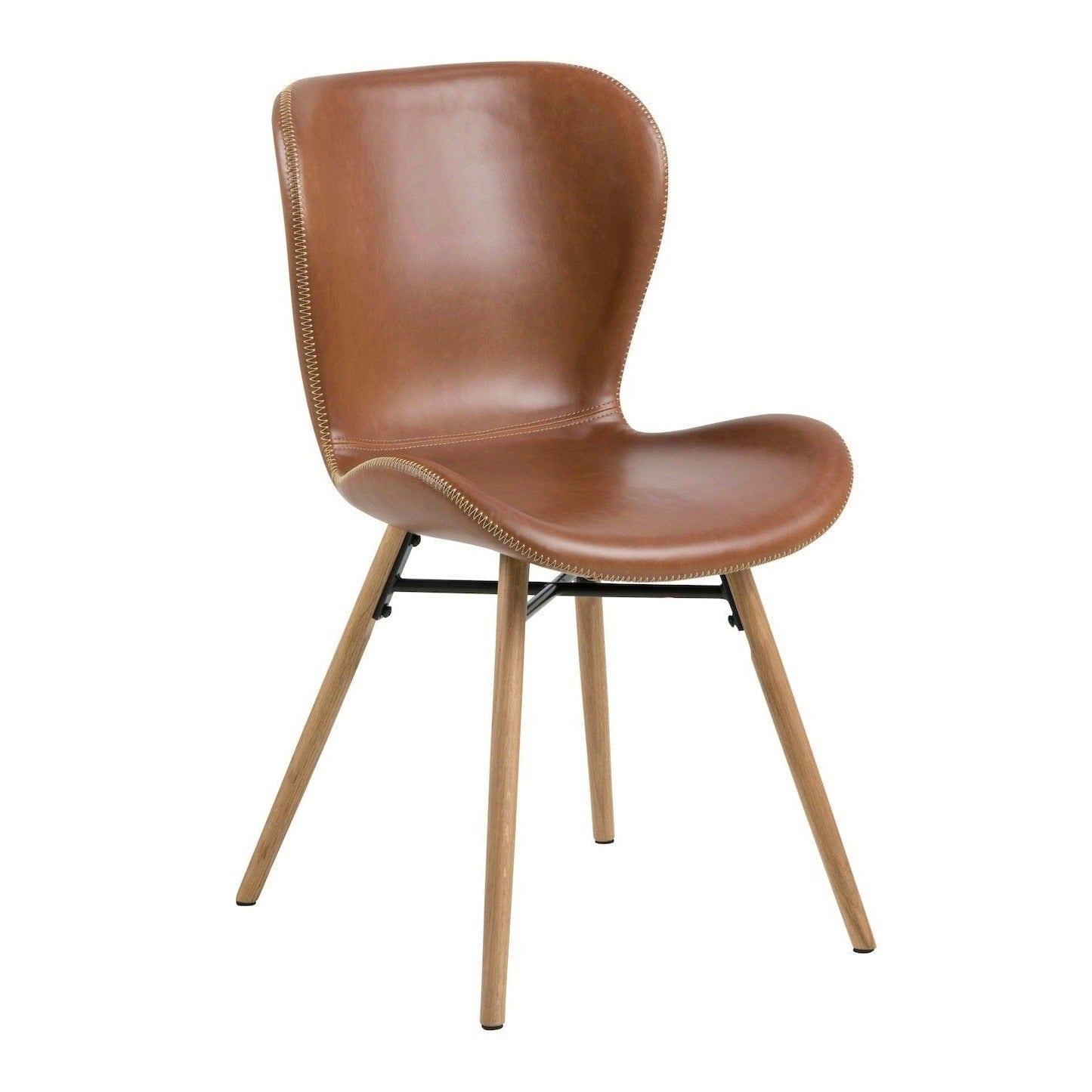 Krzesło skórzane BJORN brandy z jasną podstawą Home Essentials    Eye on Design