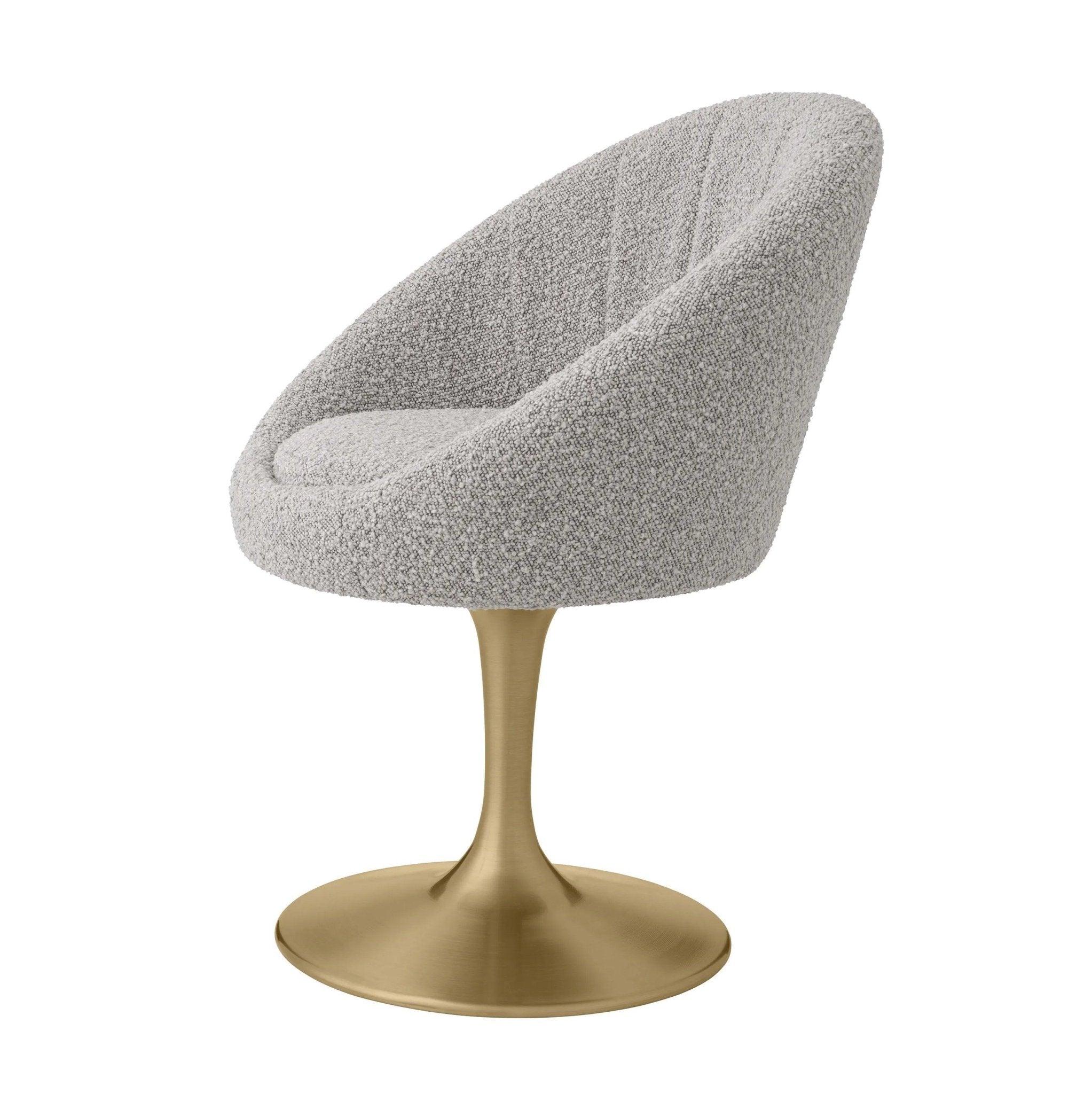 Krzesło w tkaninie boucle O'NEILL szary z mosiężną podstawą Eichholtz    Eye on Design