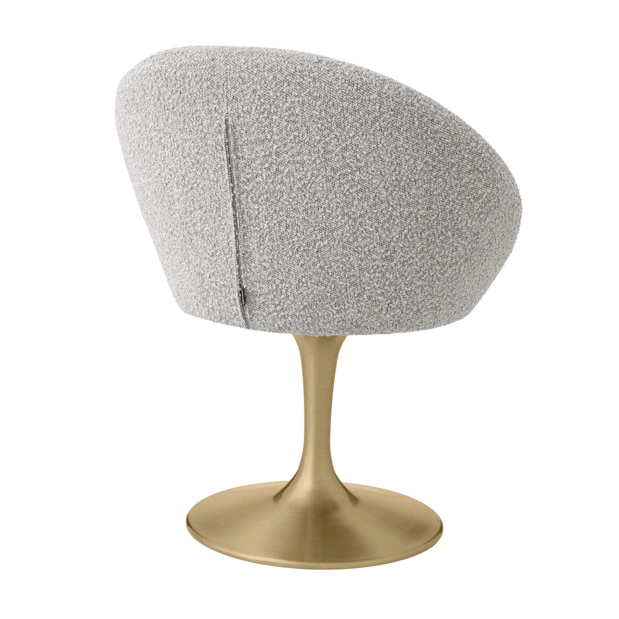 Krzesło w tkaninie boucle O'NEILL szary z mosiężną podstawą Eichholtz    Eye on Design