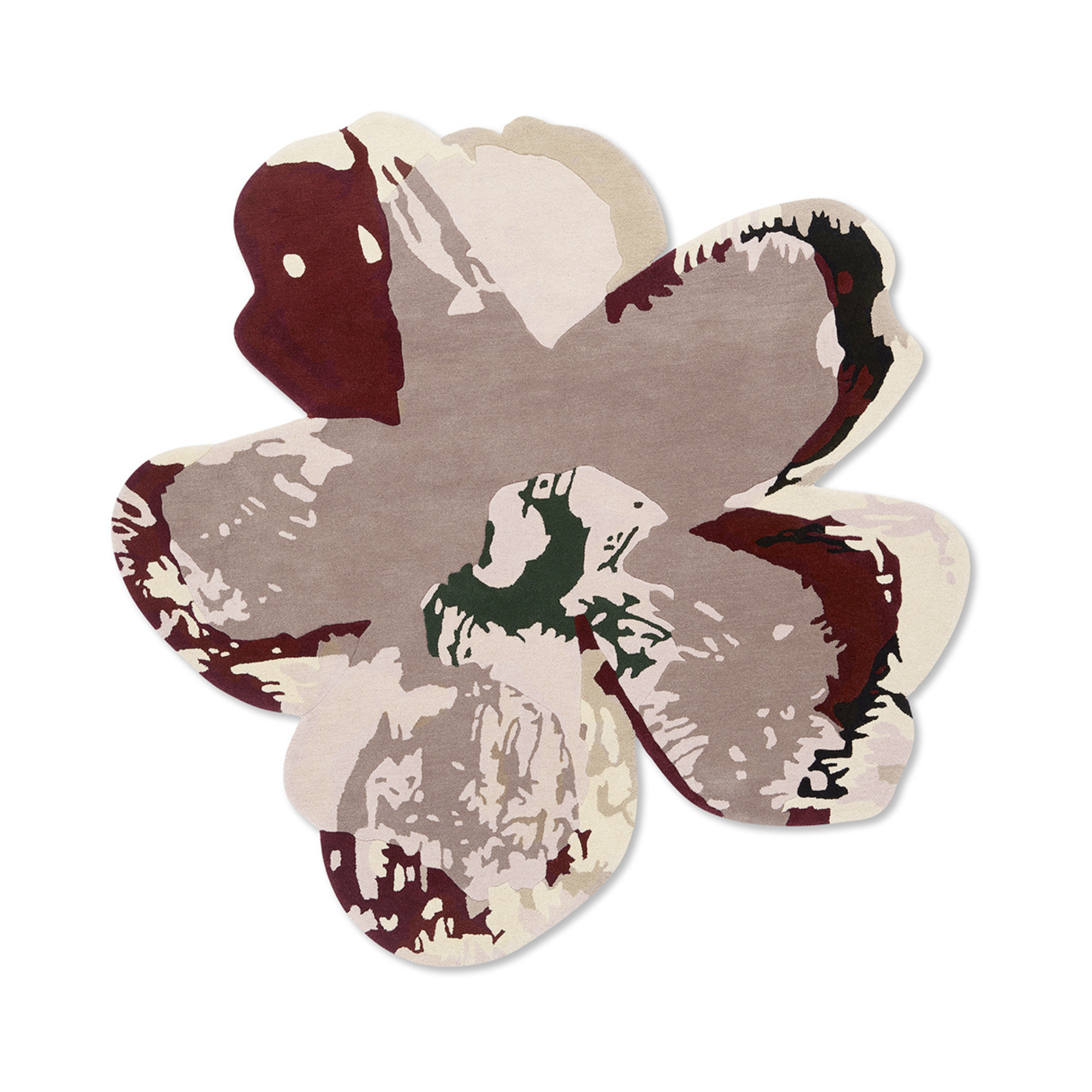 Shaped Magnolien-Teppich Burgunder-Beige