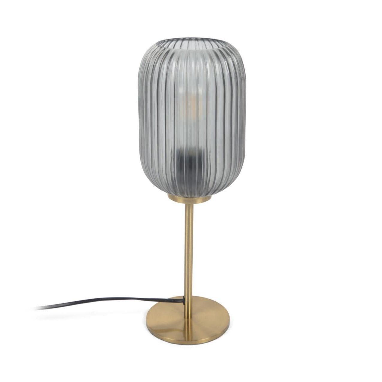 Lampa stołowa HESTIA mosiądz z szarym szkłem La Forma    Eye on Design
