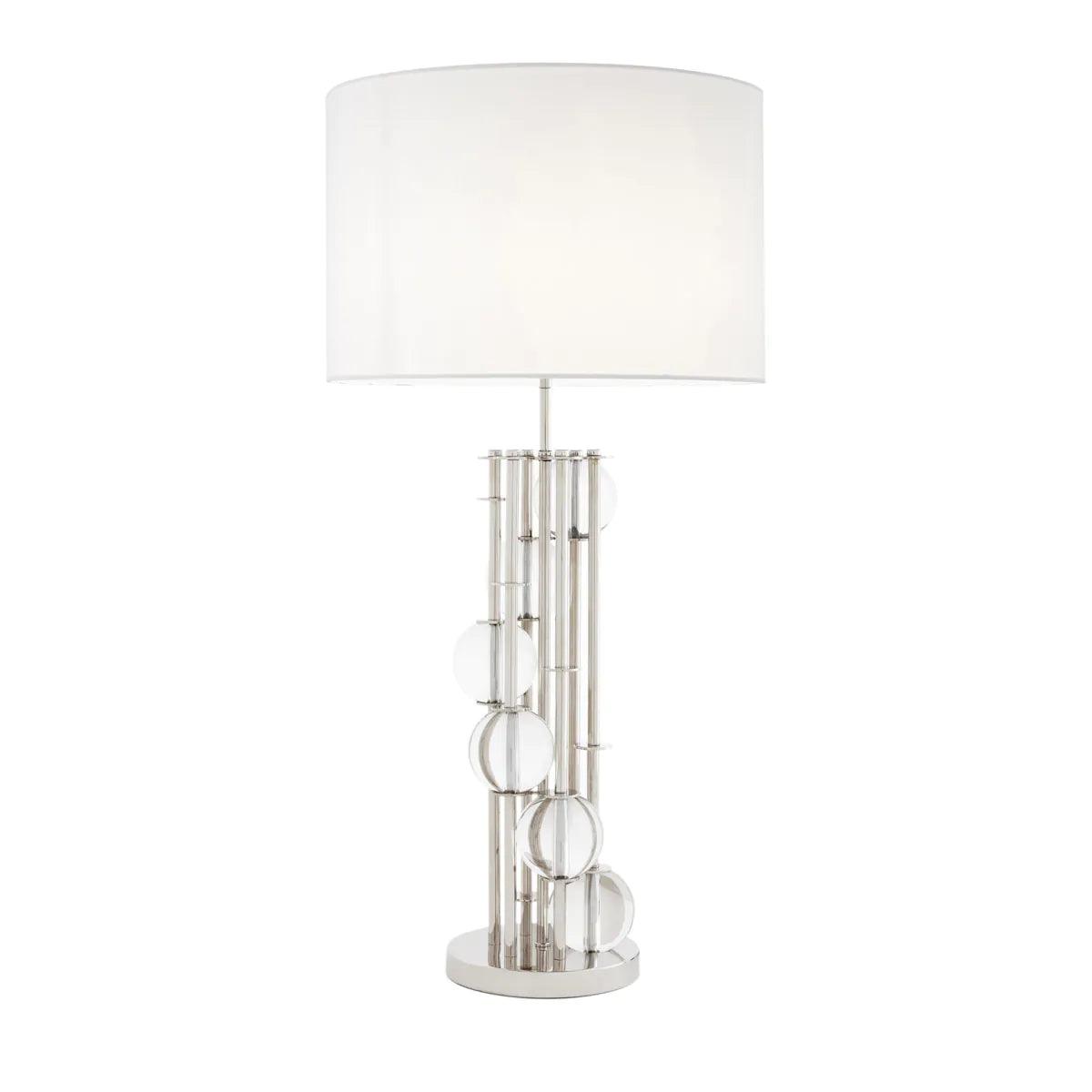 Lampa stołowa LORENZO srebrny z białym kloszem Eichholtz    Eye on Design