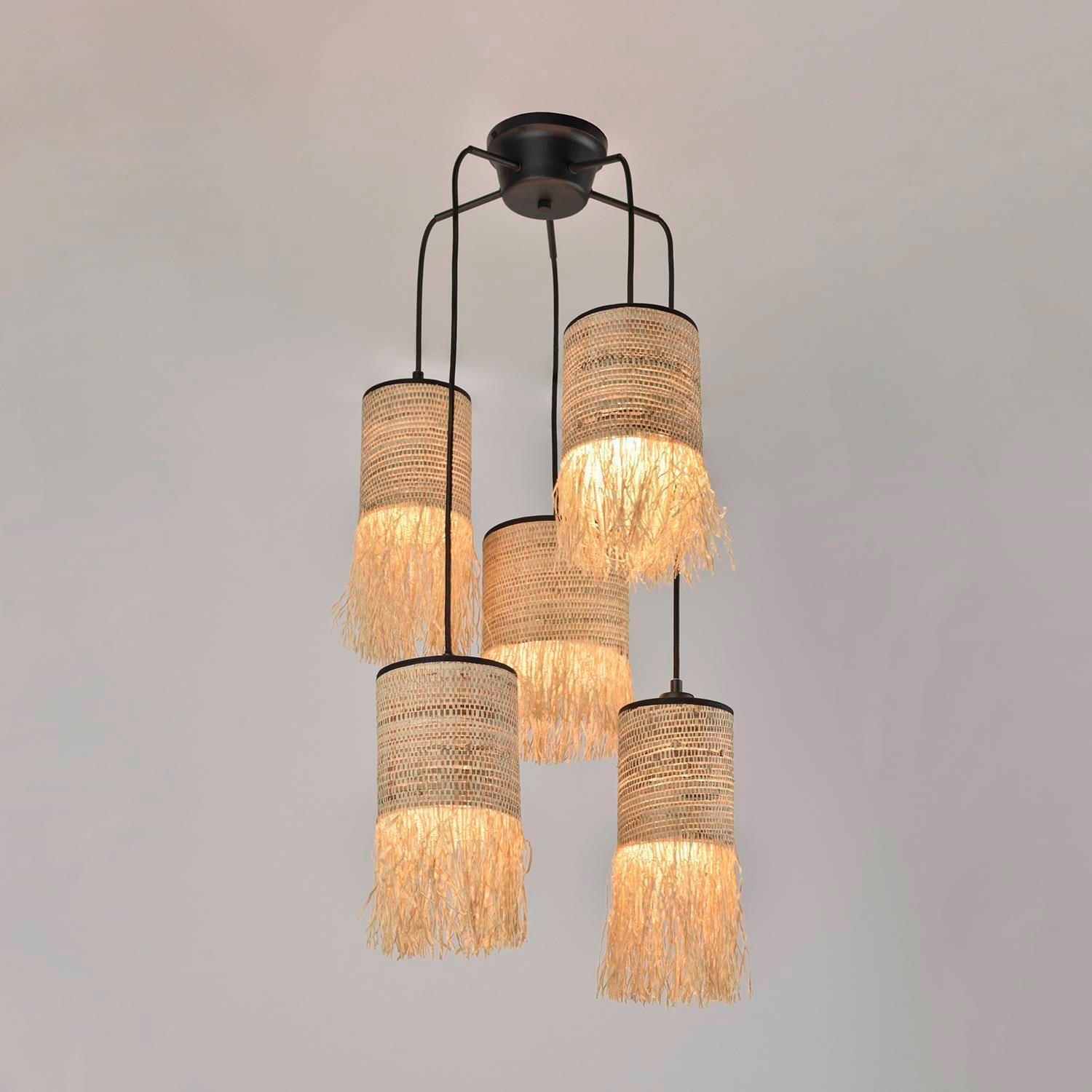 Lampa sufitowa FORMENTERA 5L bananowiec i rafia Market Set    Eye on Design