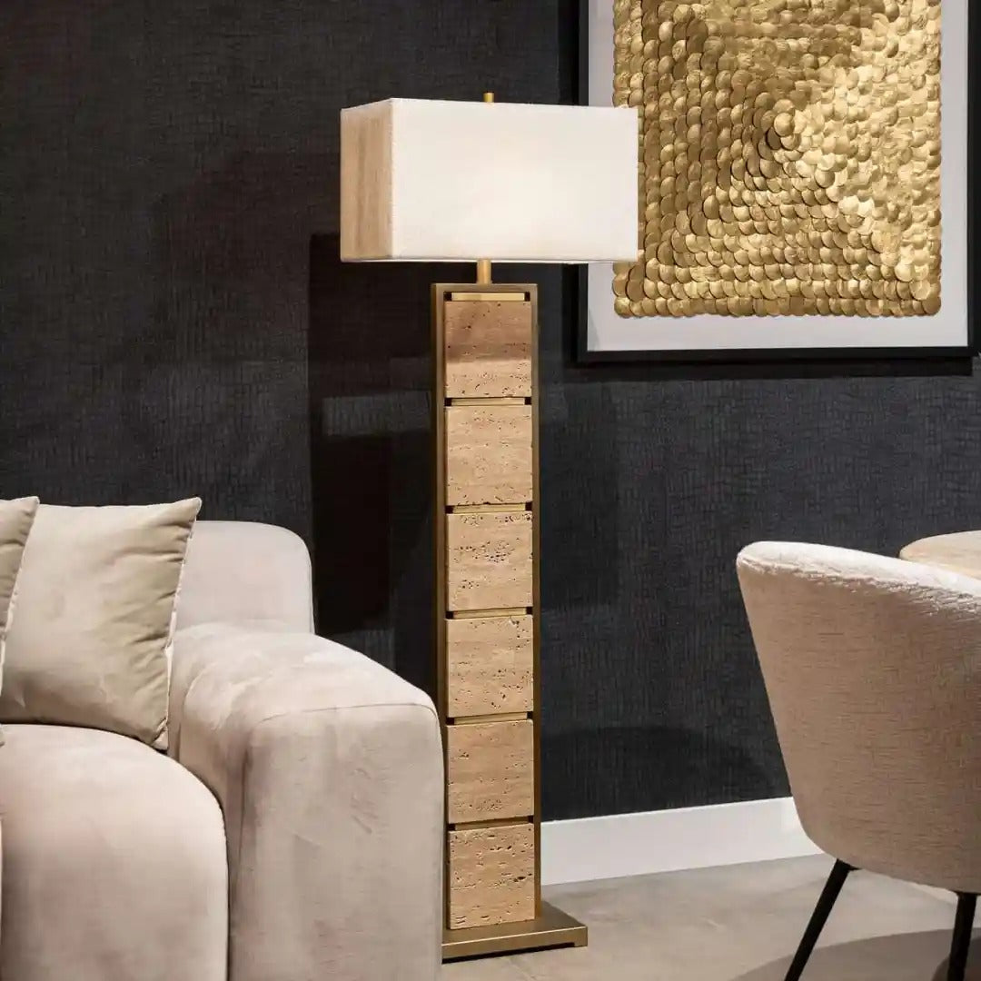 Lampa podłogowa MEYRA brązowy marmur