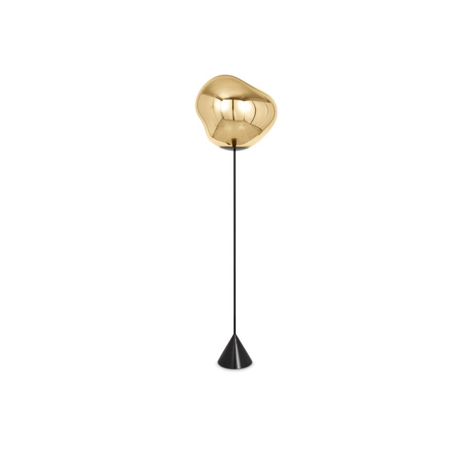 Schlanke goldene Stehlampe schmelzen