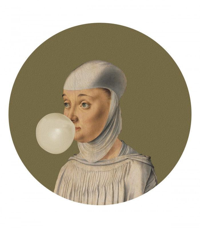 Mural DOTS Woman with Bubble Gum Olive Wallcolors    Eye on Design