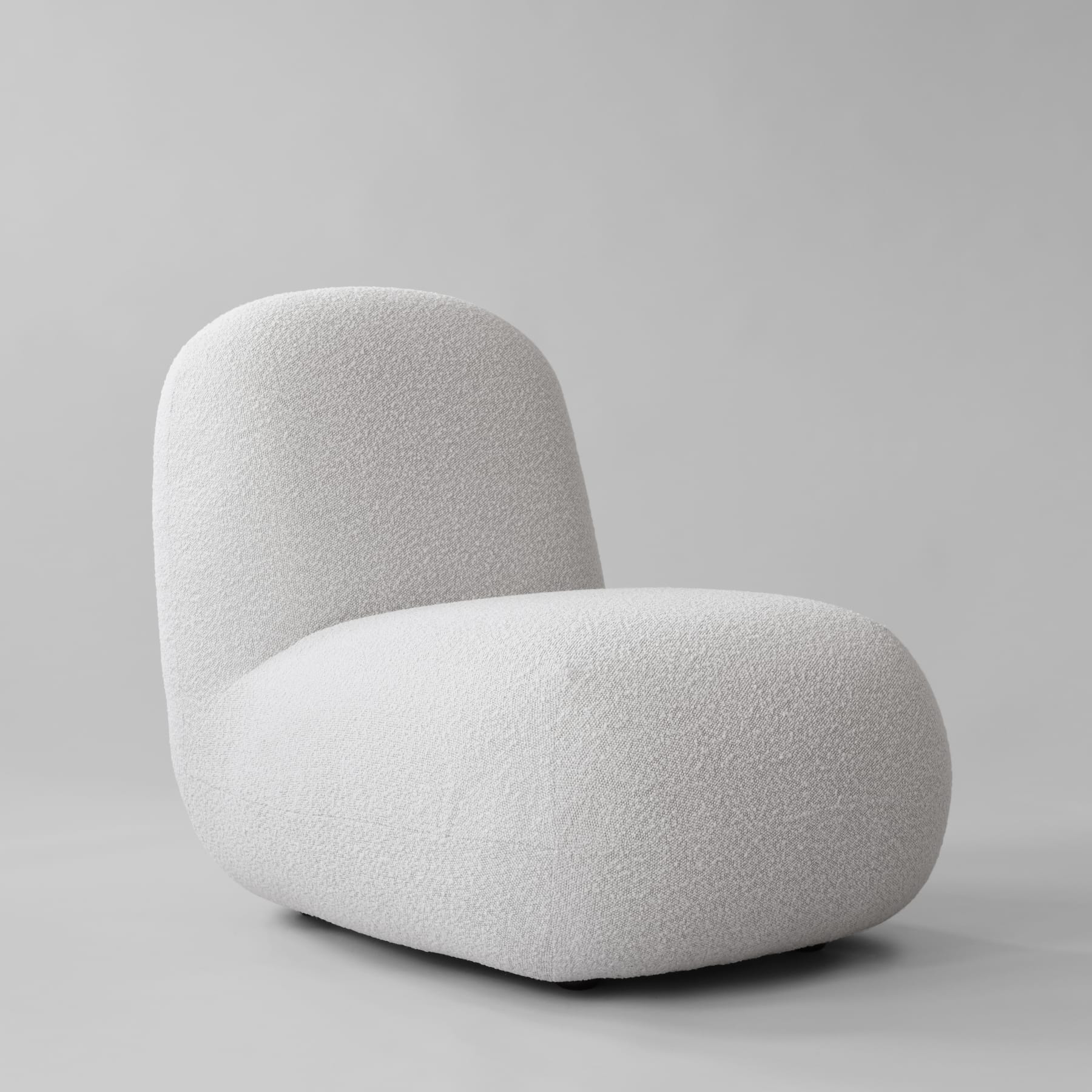 TOE FLAT armchair without armrests in white bouclé