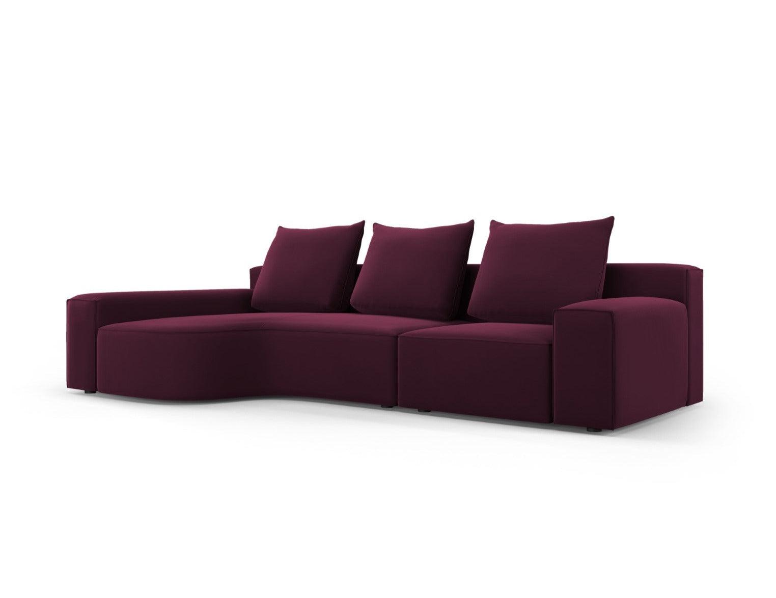 Narożnik aksamitny lewostronny 4-osobowy IVY burgundowy Mazzini Sofas    Eye on Design