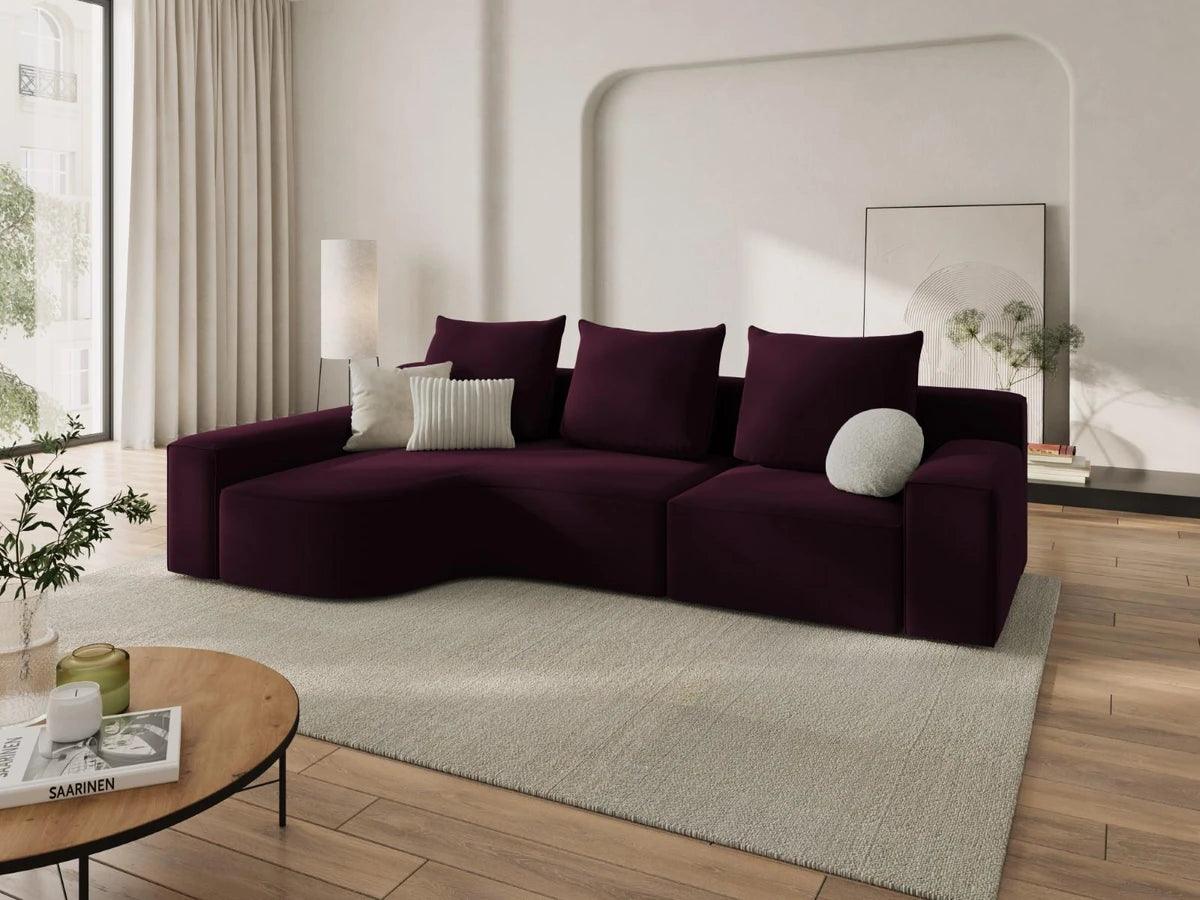 Narożnik aksamitny lewostronny 4-osobowy IVY burgundowy Mazzini Sofas    Eye on Design