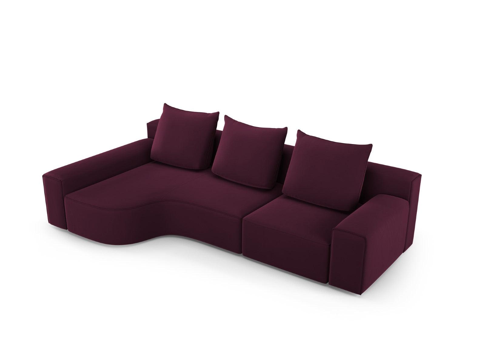 Narożnik aksamitny lewostronny 4-osobowy IVY burgundowy Mazzini Sofas    Eye on Design