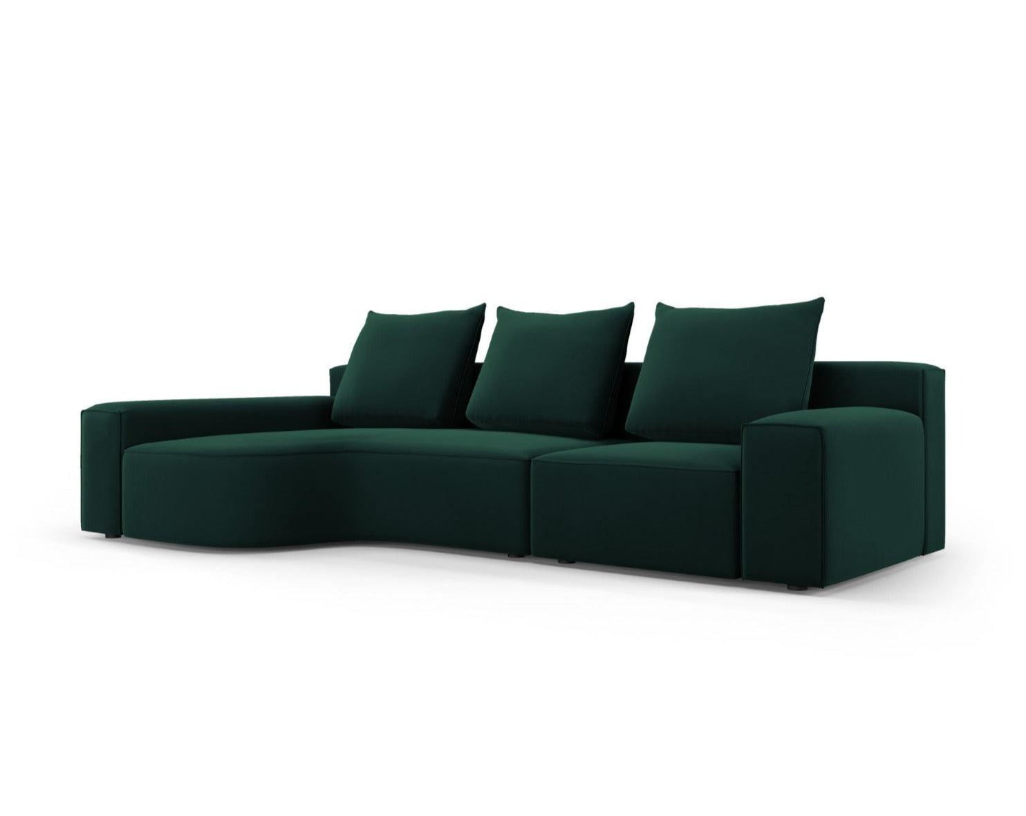 Narożnik aksamitny lewostronny 4-osobowy IVY butelkowa zieleń Mazzini Sofas    Eye on Design