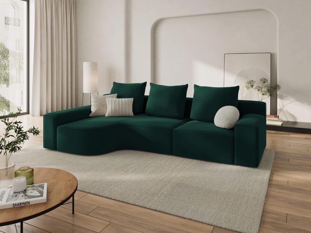 Narożnik aksamitny lewostronny 4-osobowy IVY butelkowa zieleń Mazzini Sofas    Eye on Design