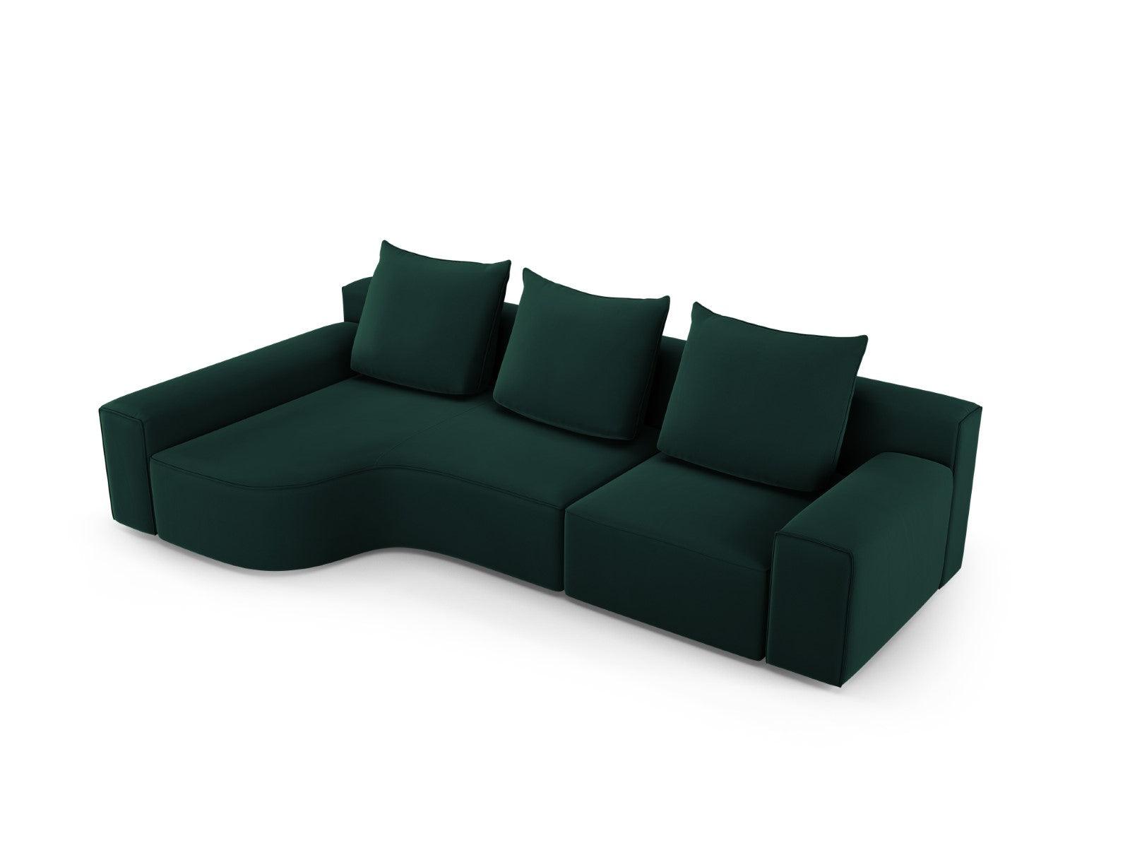 Narożnik aksamitny lewostronny 4-osobowy IVY butelkowa zieleń Mazzini Sofas    Eye on Design