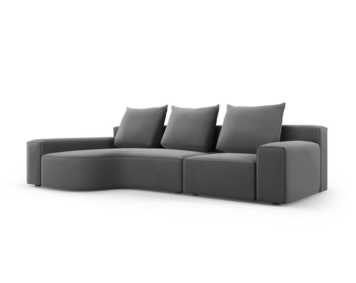 Narożnik aksamitny lewostronny 4-osobowy IVY ciemnoszary Mazzini Sofas    Eye on Design