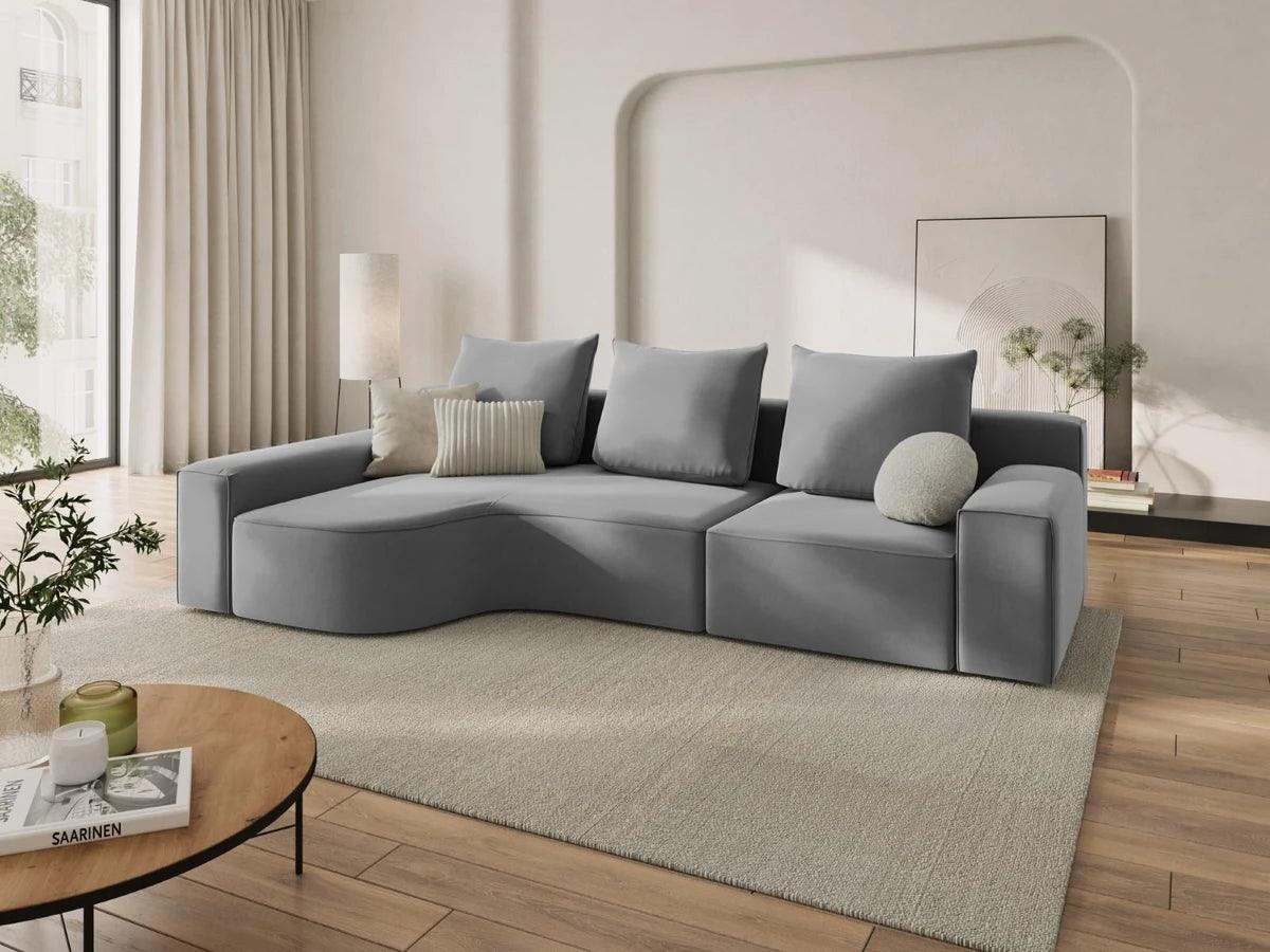 Narożnik aksamitny lewostronny 4-osobowy IVY ciemnoszary Mazzini Sofas    Eye on Design