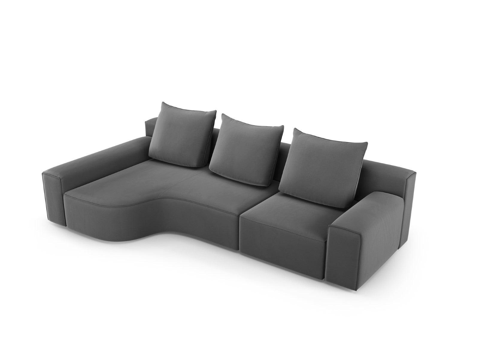 Narożnik aksamitny lewostronny 4-osobowy IVY ciemnoszary Mazzini Sofas    Eye on Design