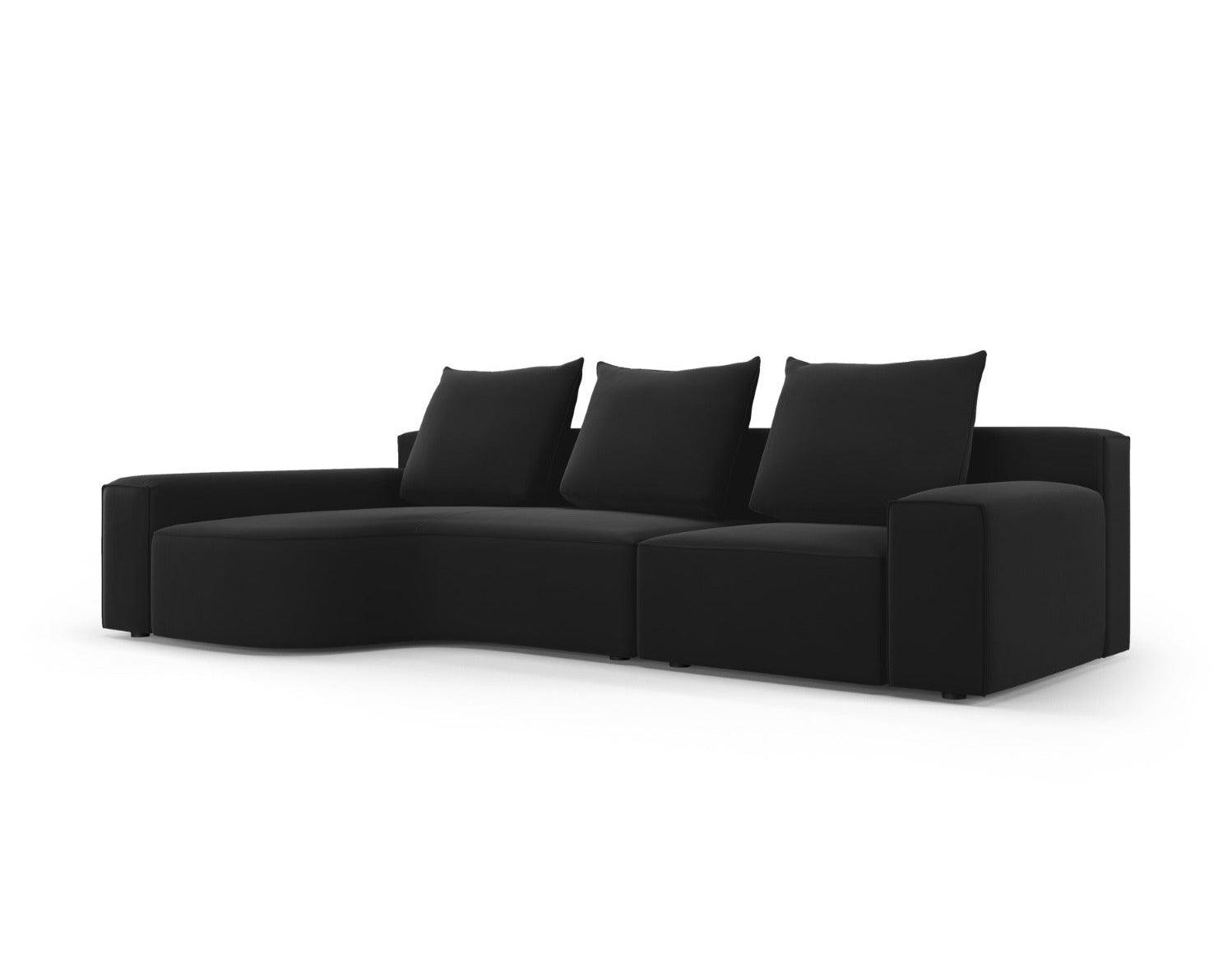 Narożnik aksamitny lewostronny 4-osobowy IVY czarny Mazzini Sofas    Eye on Design