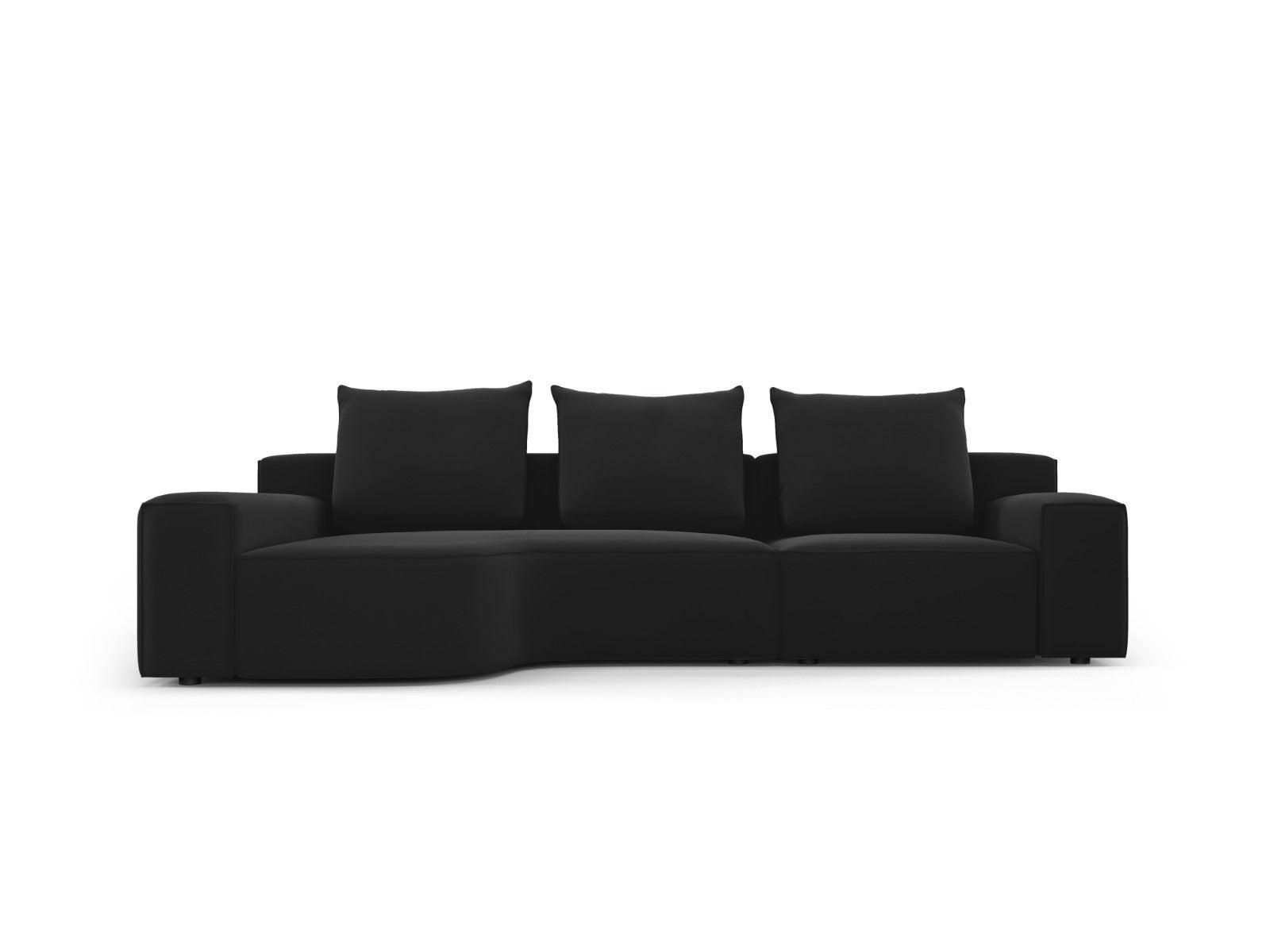 Narożnik aksamitny lewostronny 4-osobowy IVY czarny Mazzini Sofas    Eye on Design