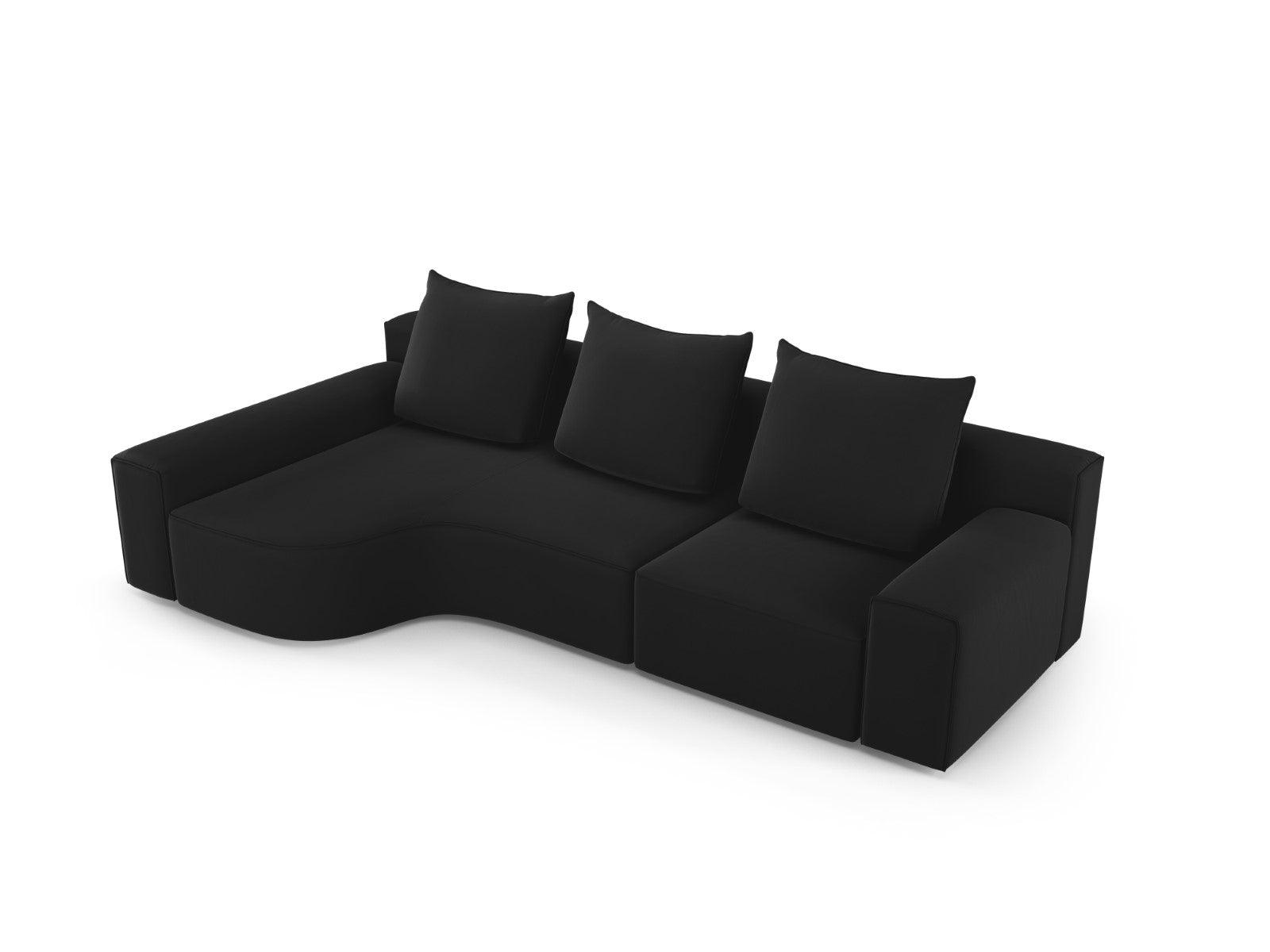 Narożnik aksamitny lewostronny 4-osobowy IVY czarny Mazzini Sofas    Eye on Design