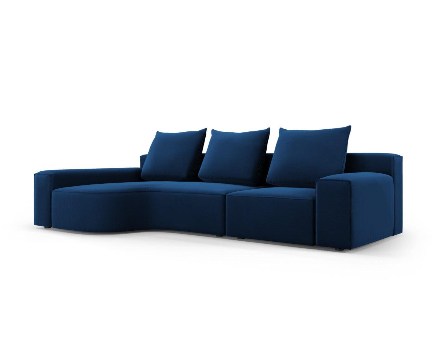 Narożnik aksamitny lewostronny 4-osobowy IVY granatowy Mazzini Sofas    Eye on Design