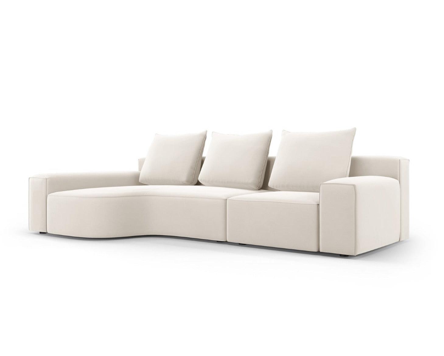 Narożnik aksamitny lewostronny 4-osobowy IVY jasnobeżowy Mazzini Sofas    Eye on Design