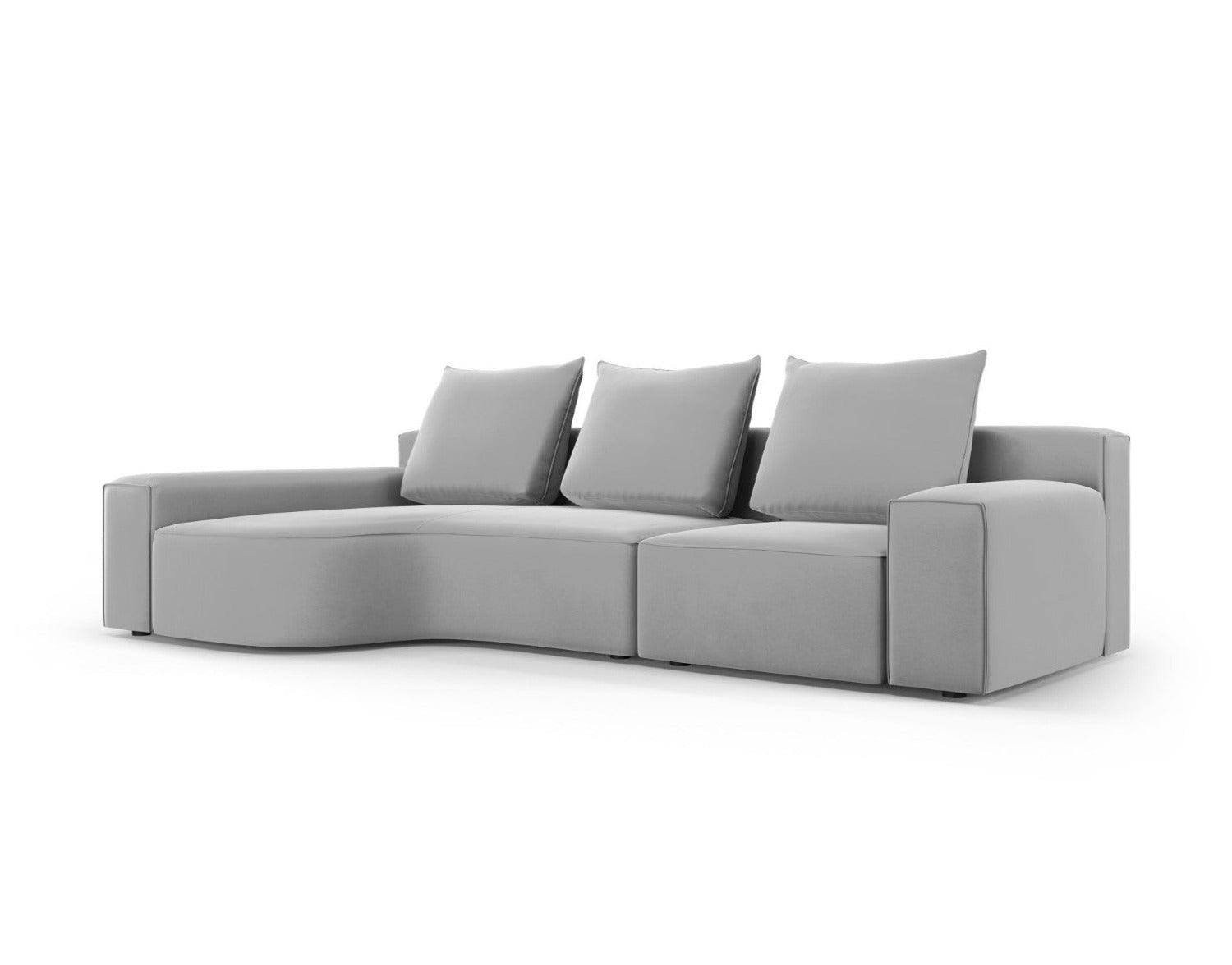 Narożnik aksamitny lewostronny 4-osobowy IVY jasnoszary Mazzini Sofas    Eye on Design