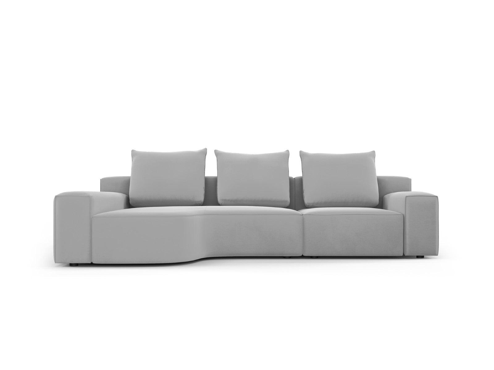 Narożnik aksamitny lewostronny 4-osobowy IVY jasnoszary Mazzini Sofas    Eye on Design