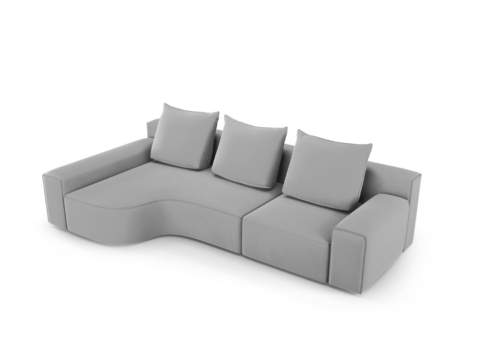 Narożnik aksamitny lewostronny 4-osobowy IVY jasnoszary Mazzini Sofas    Eye on Design