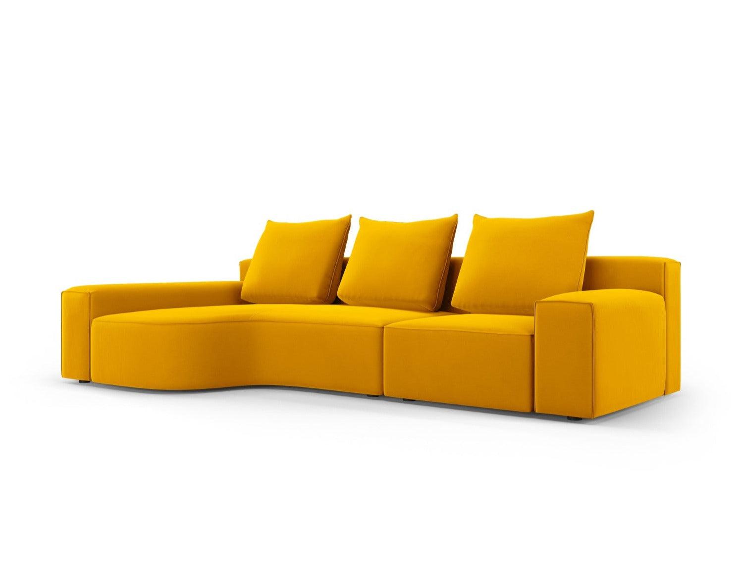 Narożnik aksamitny lewostronny 4-osobowy IVY żółty Mazzini Sofas    Eye on Design