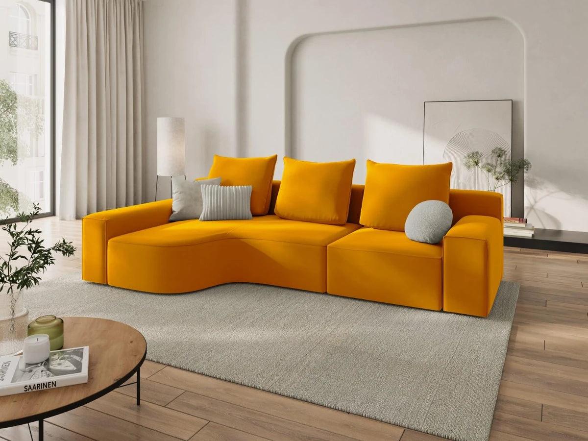 Narożnik aksamitny lewostronny 4-osobowy IVY żółty Mazzini Sofas    Eye on Design