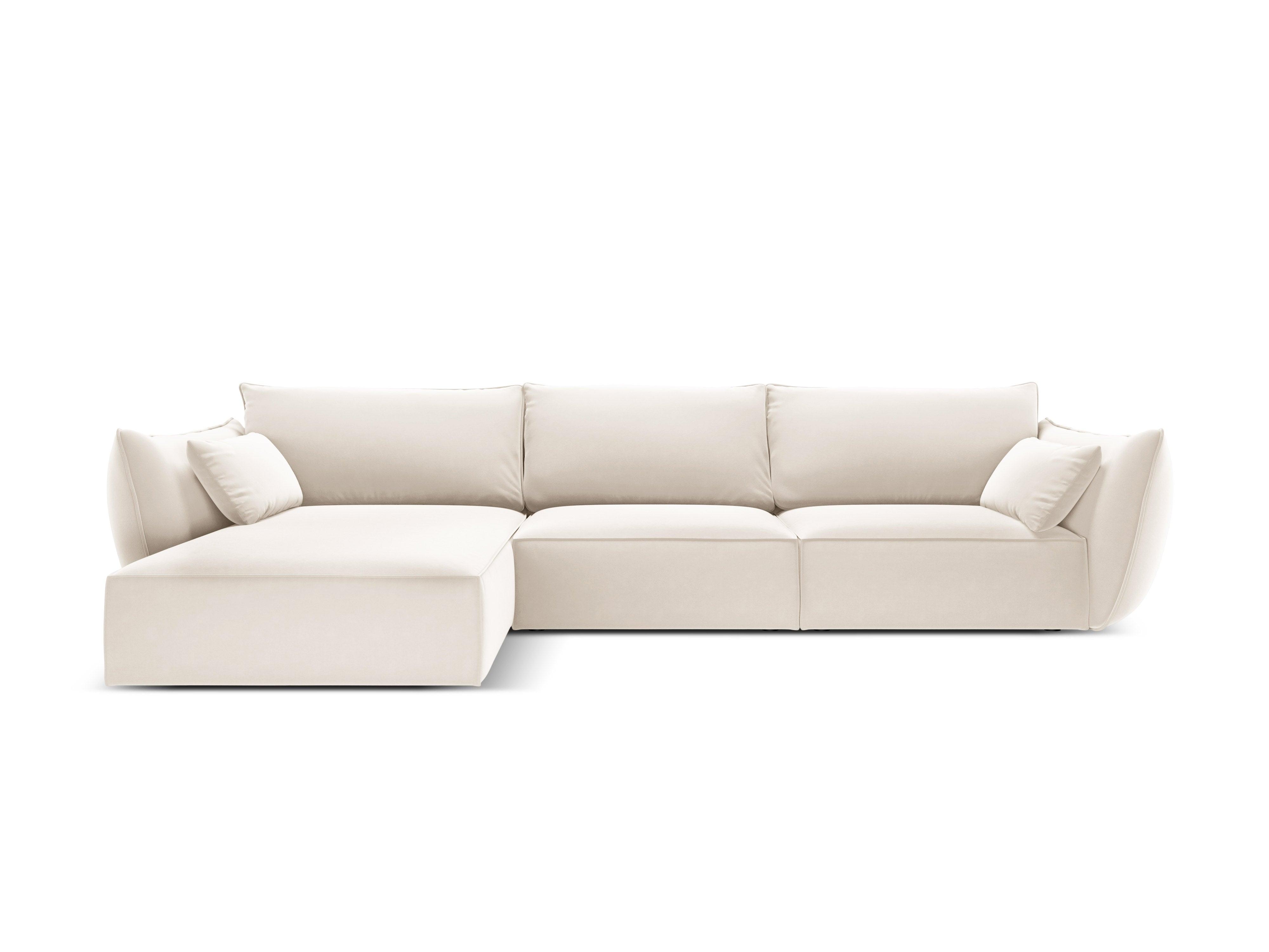 Narożnik aksamitny lewostronny 4-osobowy VANDA beżowy Mazzini Sofas    Eye on Design