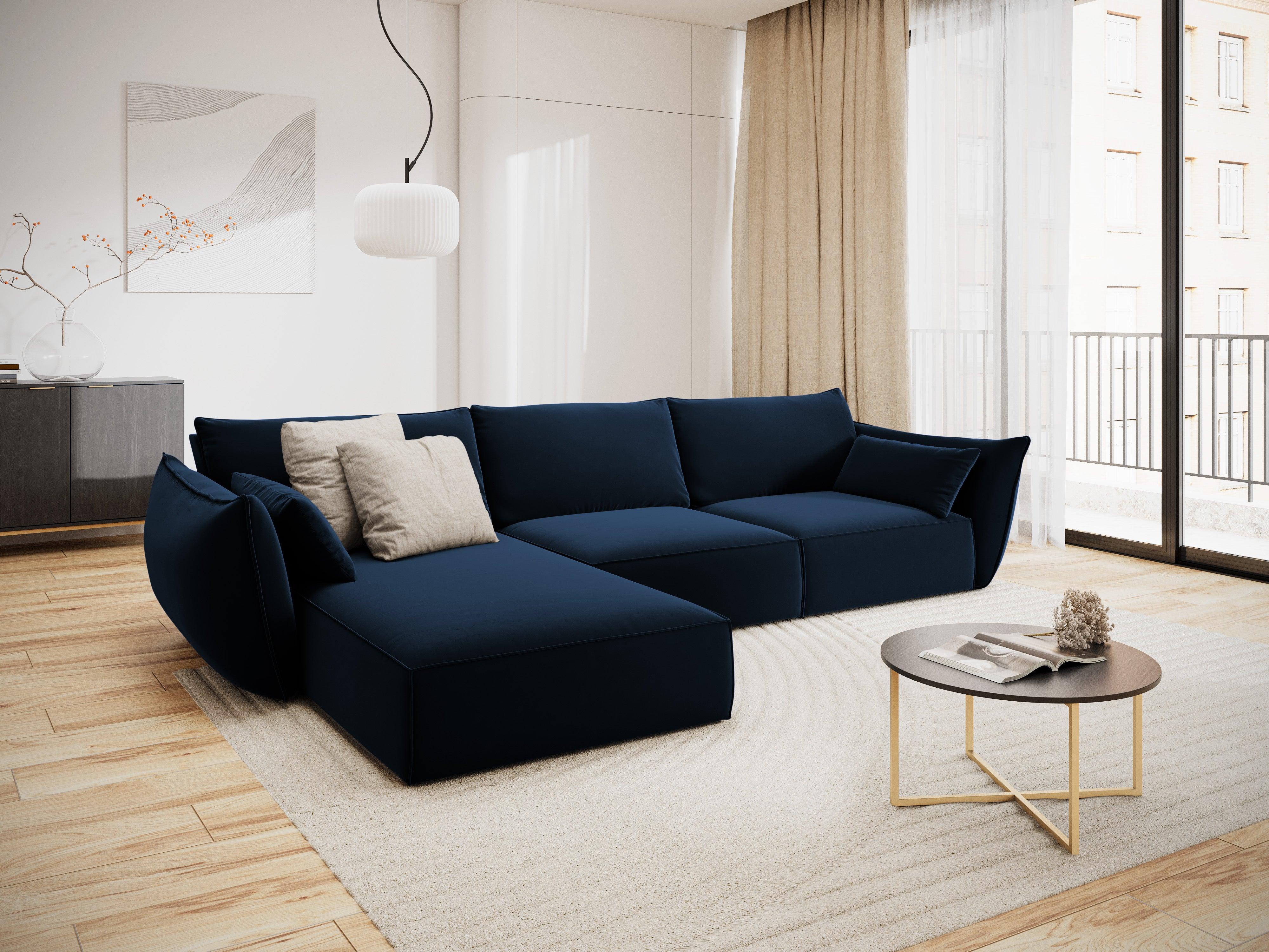 Narożnik aksamitny lewostronny 4-osobowy VANDA granatowy Mazzini Sofas    Eye on Design