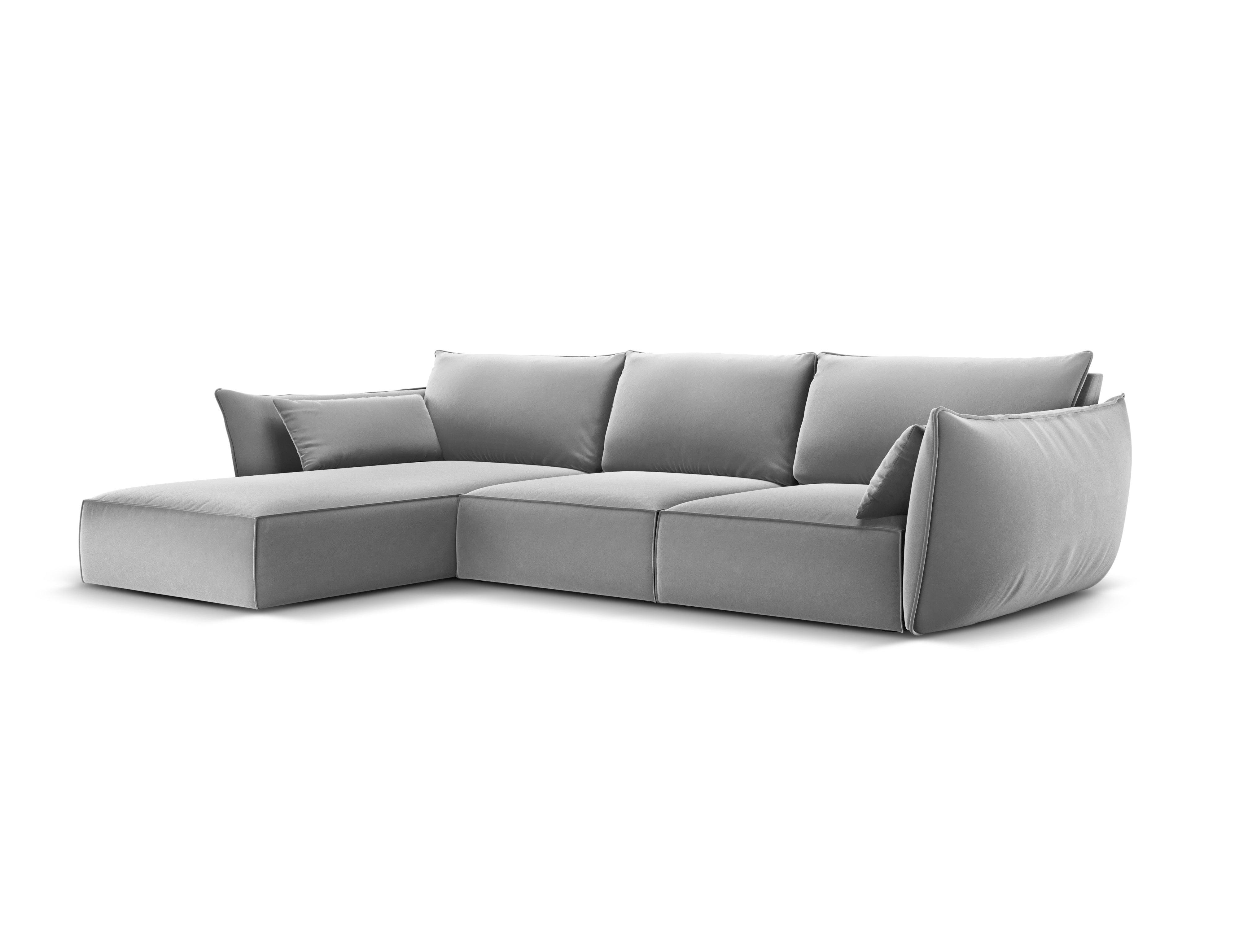 Narożnik aksamitny lewostronny 4-osobowy VANDA szary Mazzini Sofas    Eye on Design