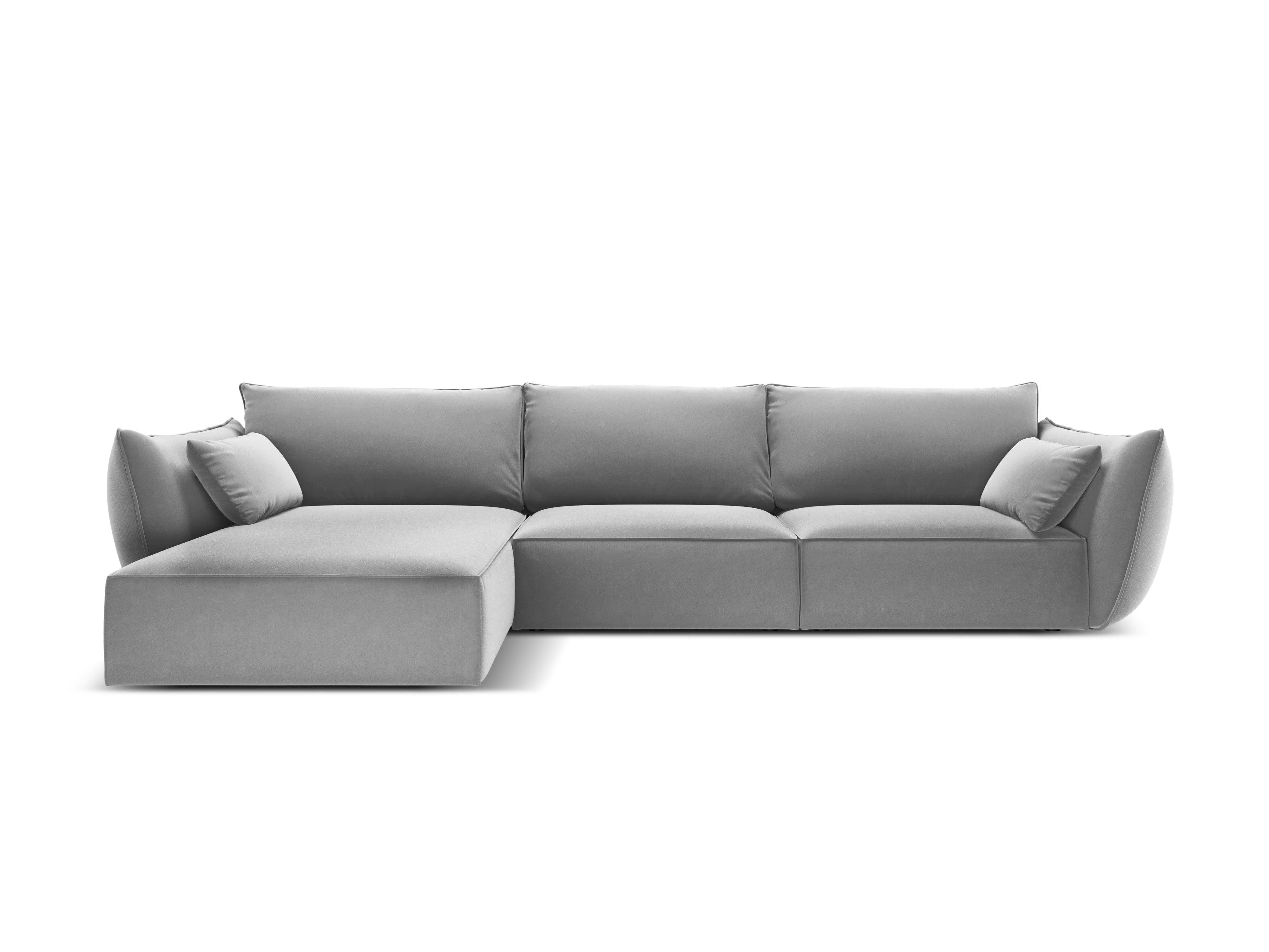 Narożnik aksamitny lewostronny 4-osobowy VANDA szary Mazzini Sofas    Eye on Design