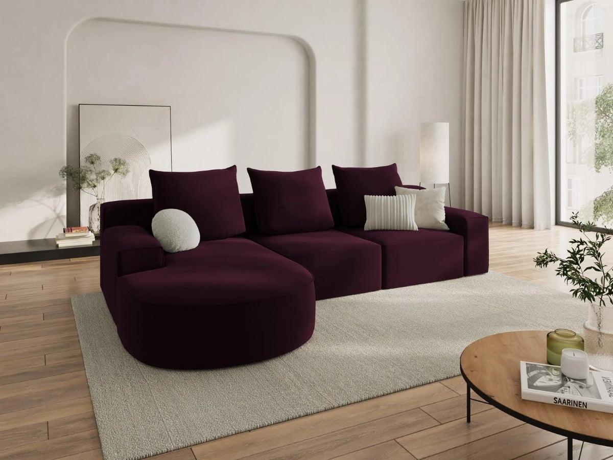 Narożnik aksamitny lewostronny 5-osobowy IVY burgundowy Mazzini Sofas    Eye on Design