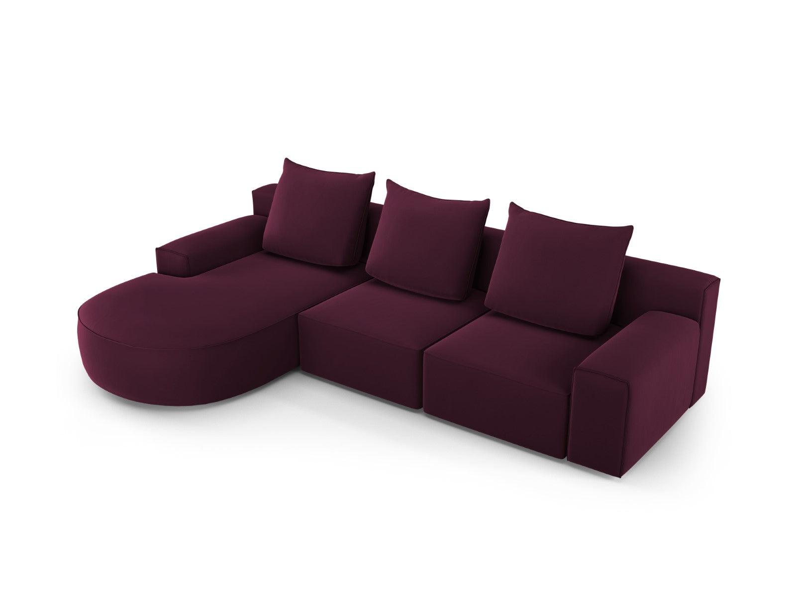 Narożnik aksamitny lewostronny 5-osobowy IVY burgundowy Mazzini Sofas    Eye on Design