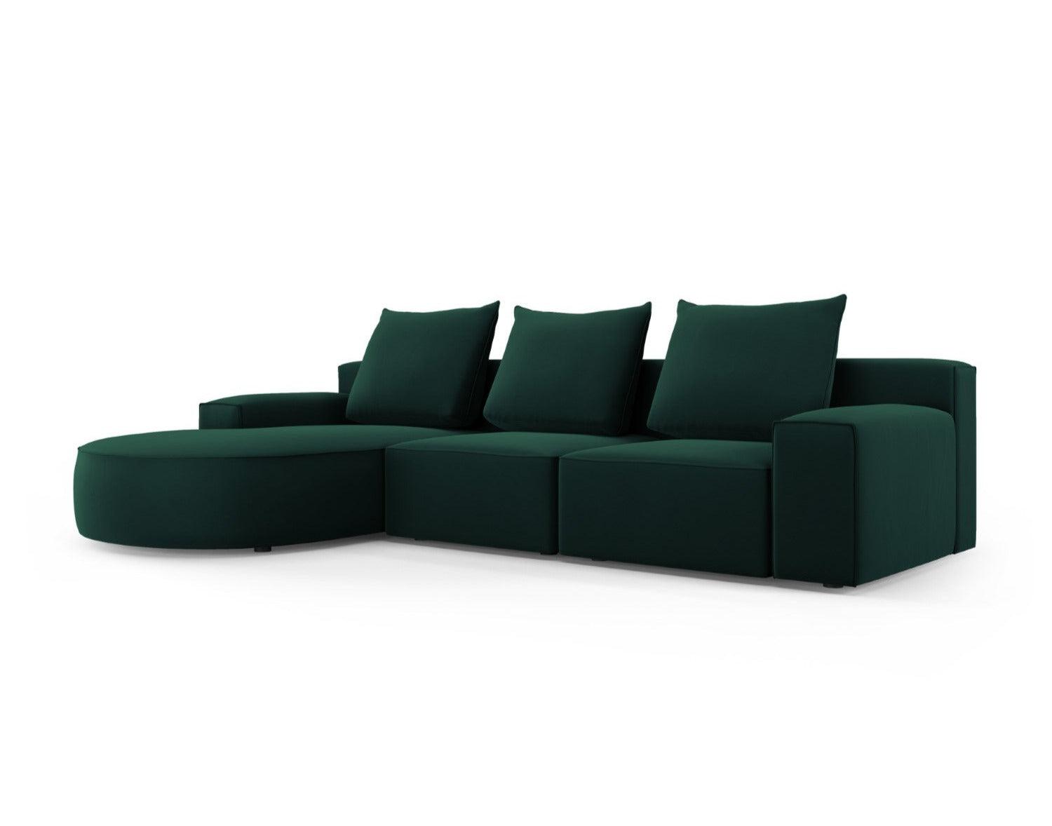 Narożnik aksamitny lewostronny 5-osobowy IVY butelkowa zieleń Mazzini Sofas    Eye on Design