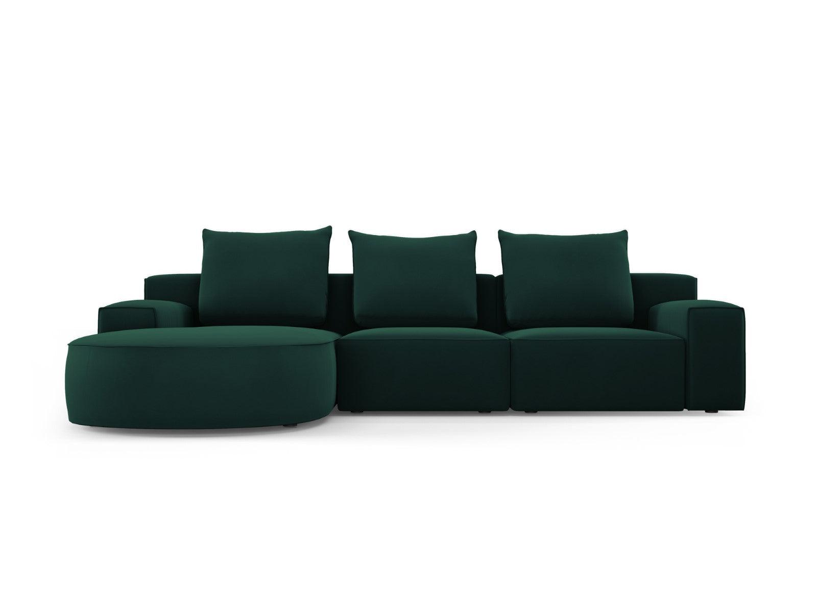 Narożnik aksamitny lewostronny 5-osobowy IVY butelkowa zieleń Mazzini Sofas    Eye on Design