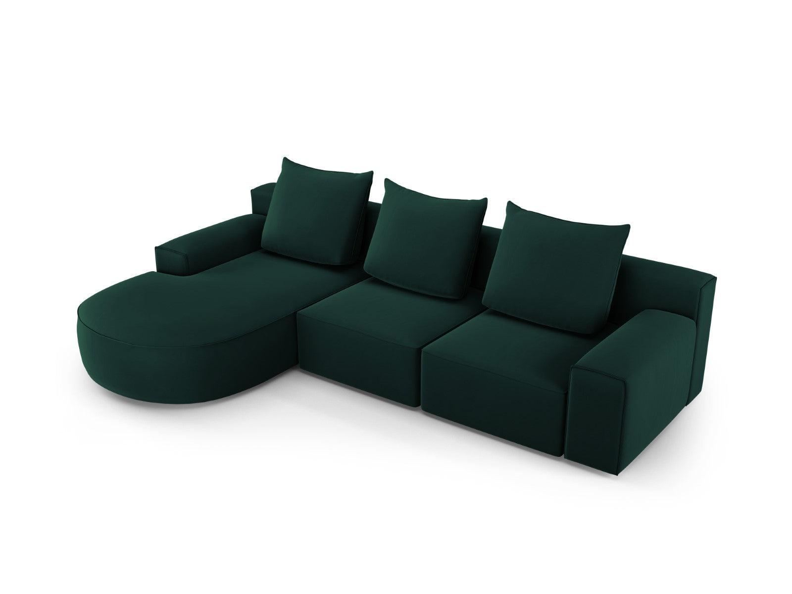 Narożnik aksamitny lewostronny 5-osobowy IVY butelkowa zieleń Mazzini Sofas    Eye on Design