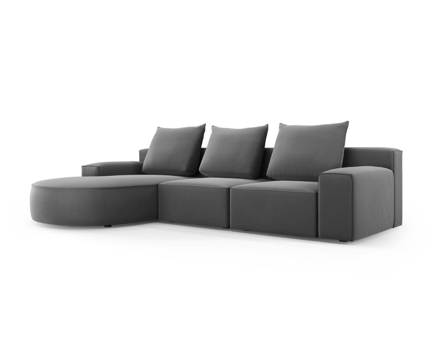 Narożnik aksamitny lewostronny 5-osobowy IVY ciemnoszary Mazzini Sofas    Eye on Design