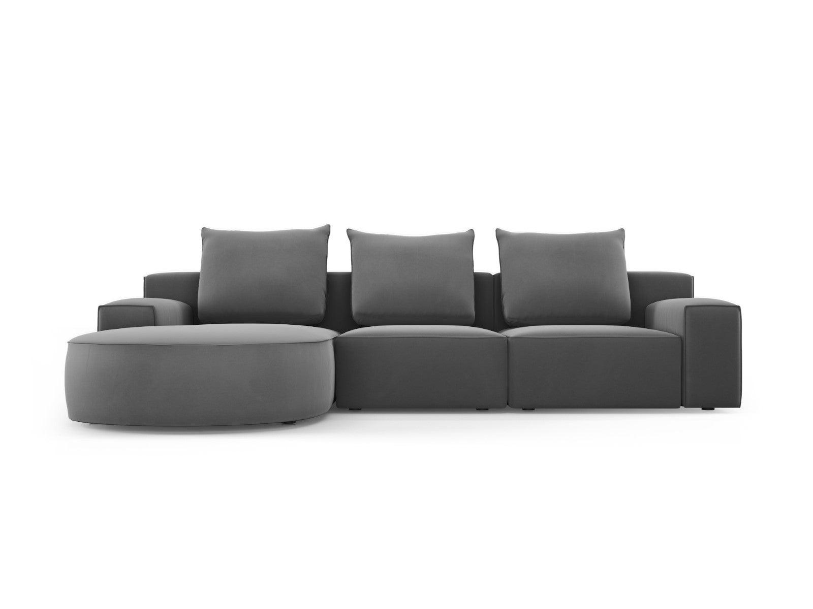 Narożnik aksamitny lewostronny 5-osobowy IVY ciemnoszary Mazzini Sofas    Eye on Design