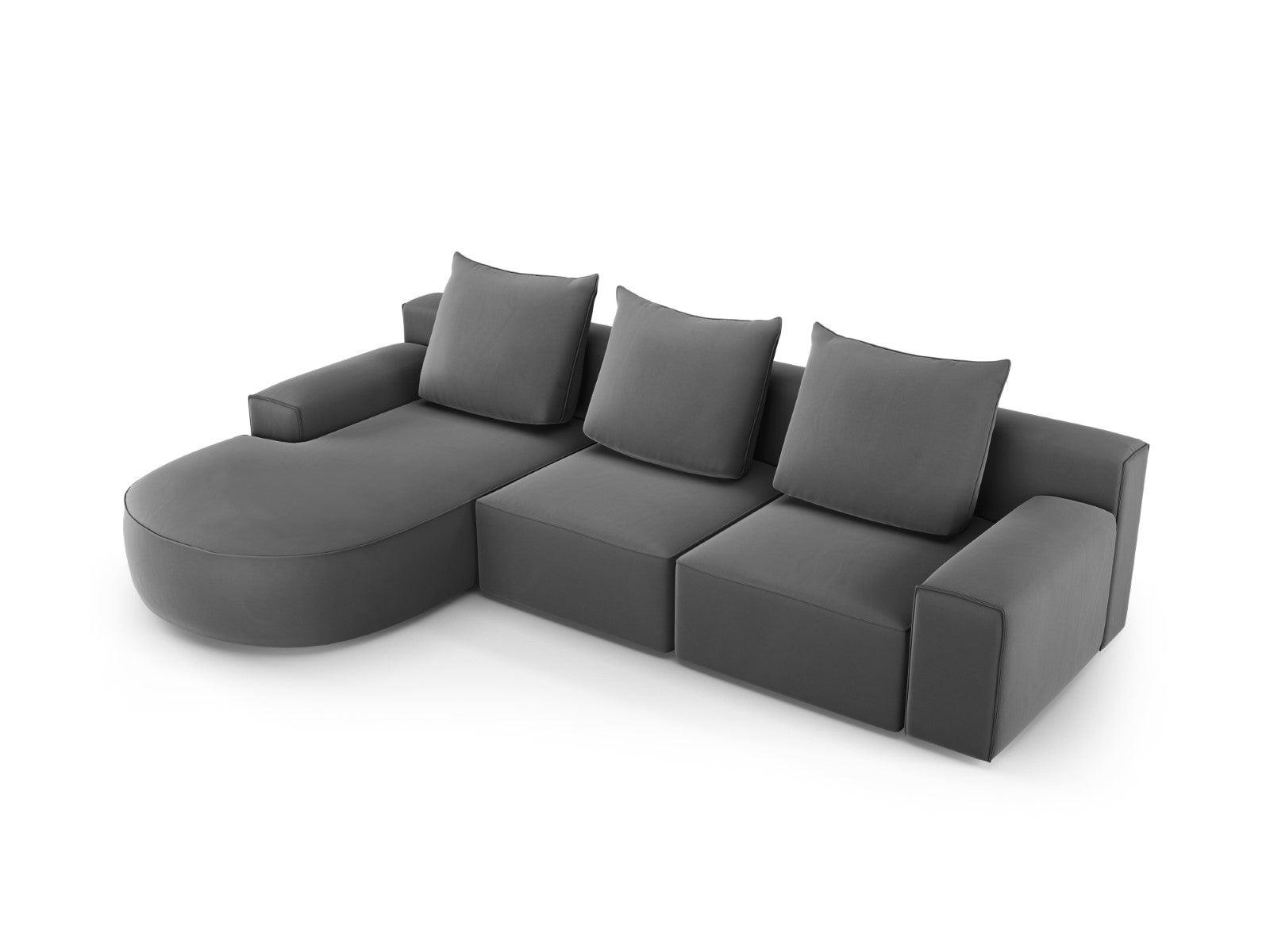 Narożnik aksamitny lewostronny 5-osobowy IVY ciemnoszary Mazzini Sofas    Eye on Design