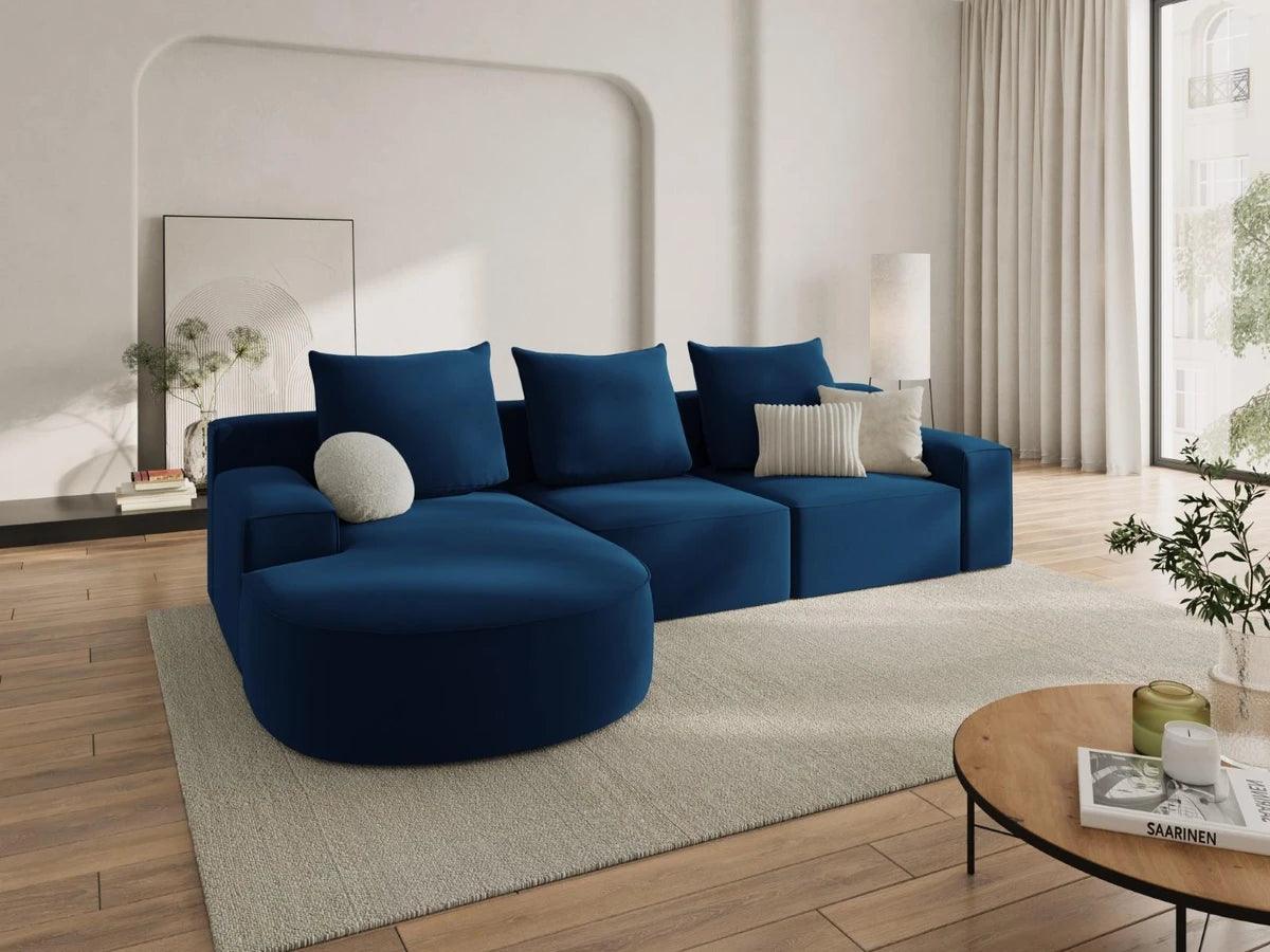 Narożnik aksamitny lewostronny 5-osobowy IVY granatowy Mazzini Sofas    Eye on Design