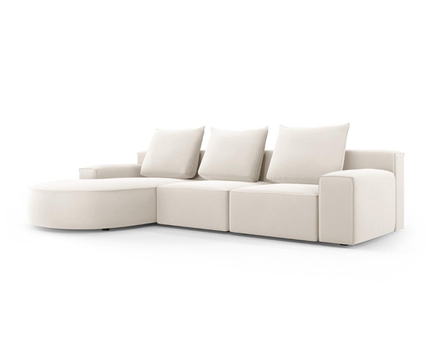 Narożnik aksamitny lewostronny 5-osobowy IVY jasnobeżowy Mazzini Sofas    Eye on Design