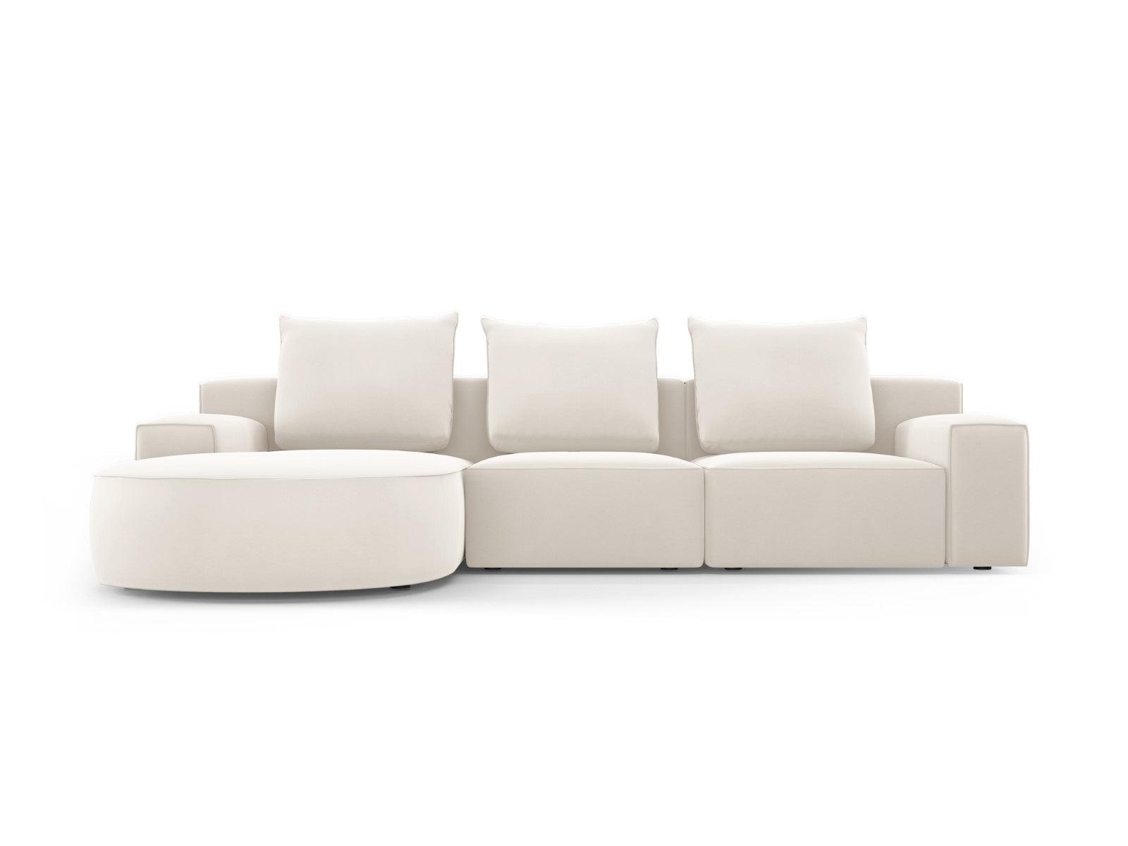 Narożnik aksamitny lewostronny 5-osobowy IVY jasnobeżowy Mazzini Sofas    Eye on Design