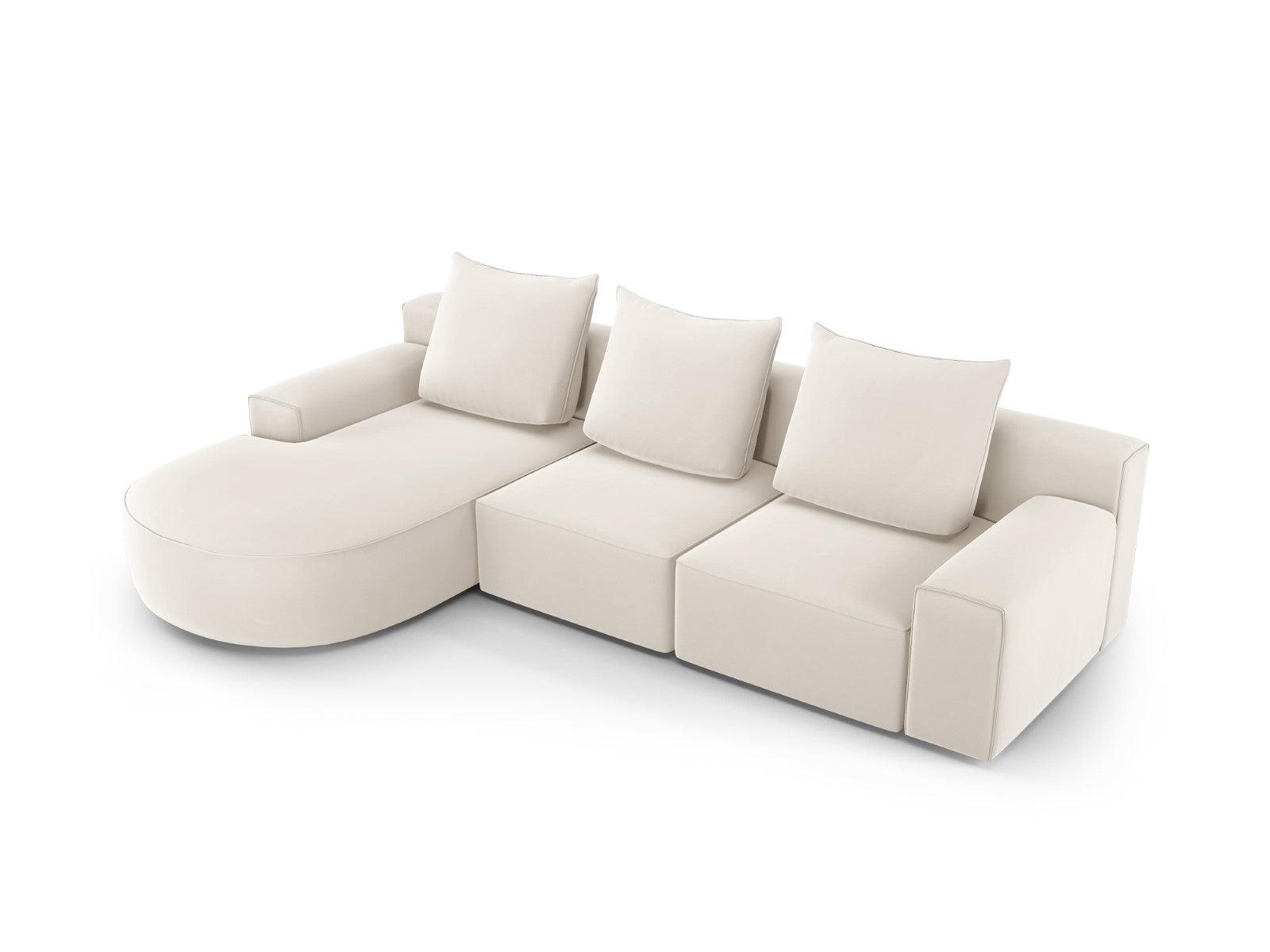 Narożnik aksamitny lewostronny 5-osobowy IVY jasnobeżowy Mazzini Sofas    Eye on Design